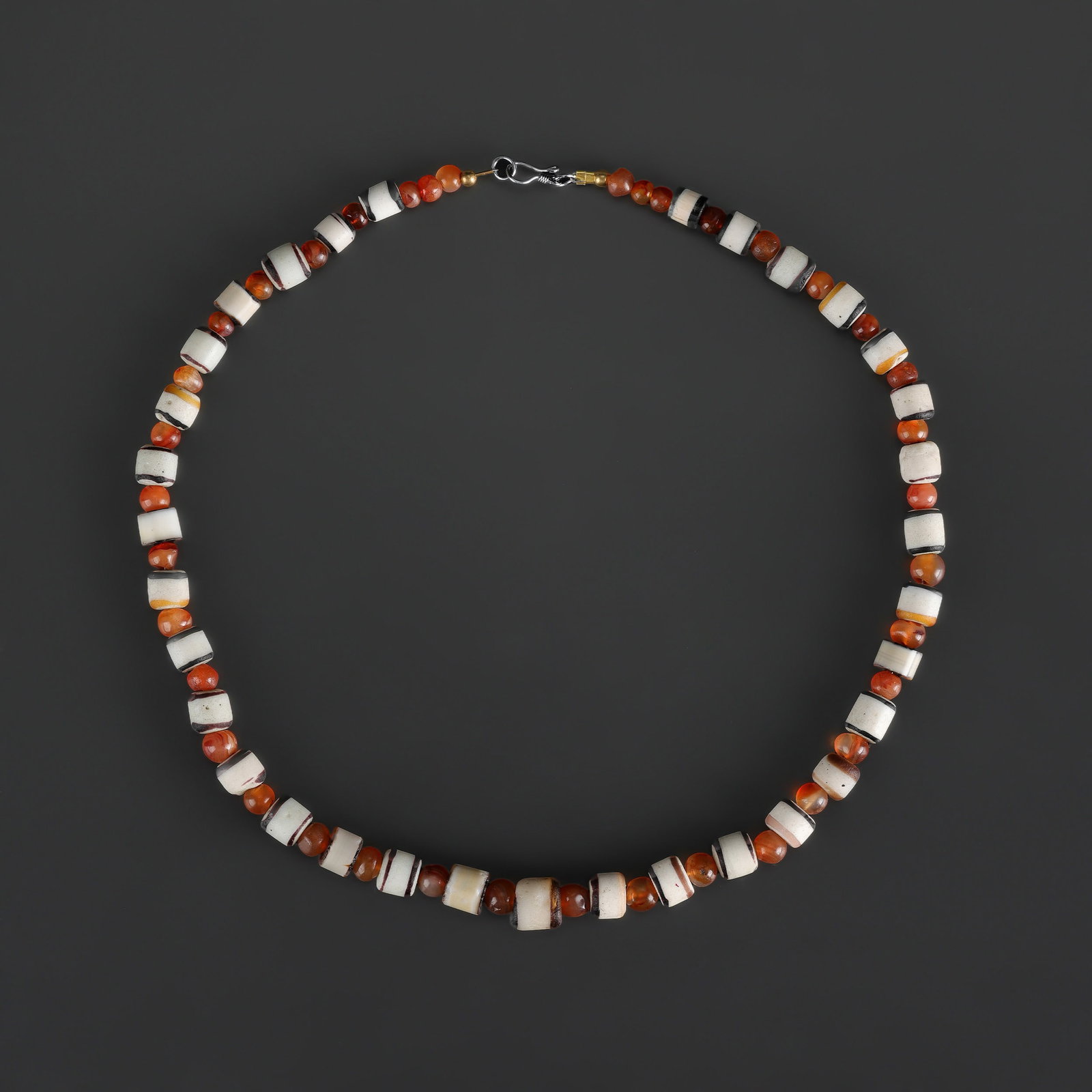 Old Mixed Carnelian and Agate Beads Necklace (1 of 4)