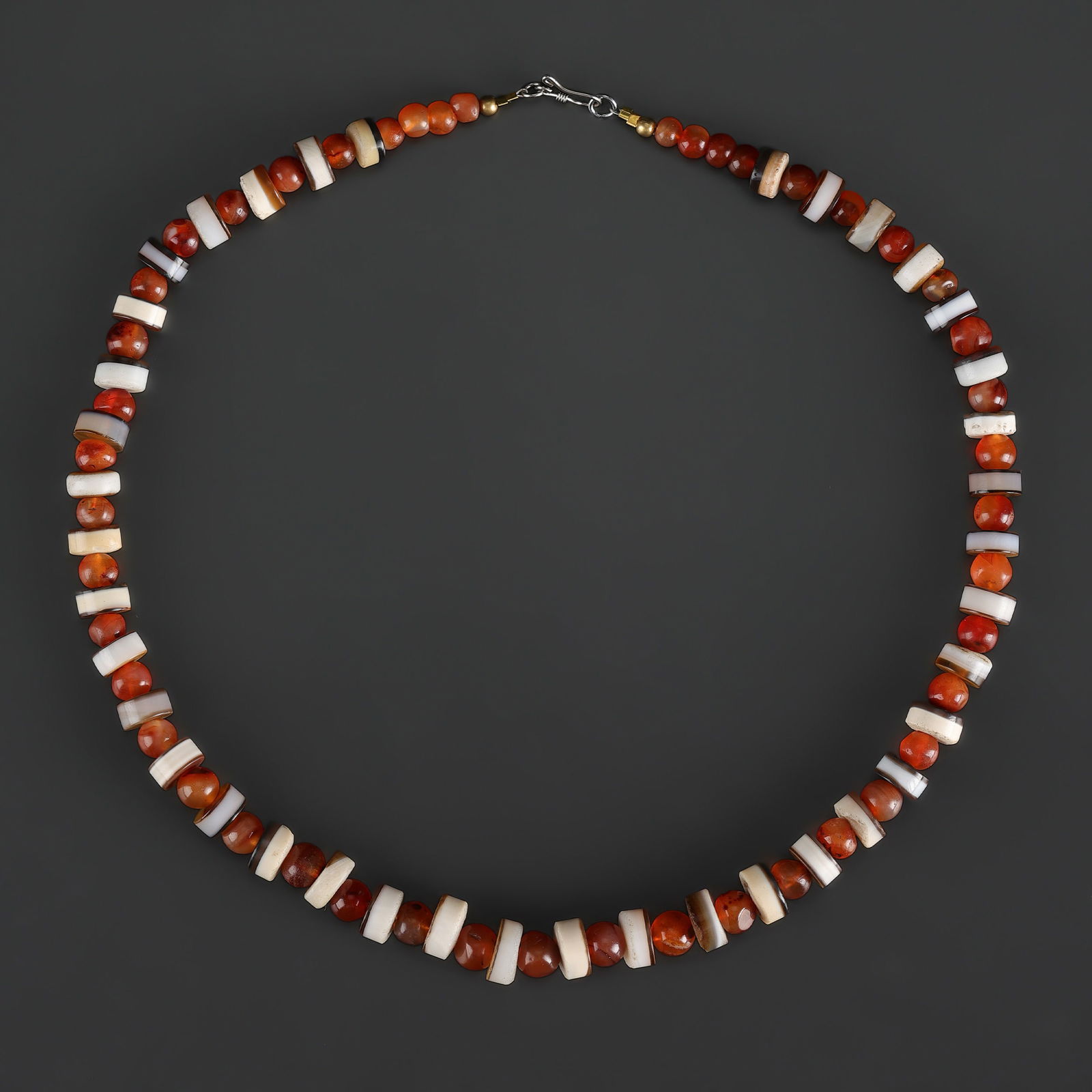 Old Mixed Agate and Carnelian Beads Necklace (1 of 4)