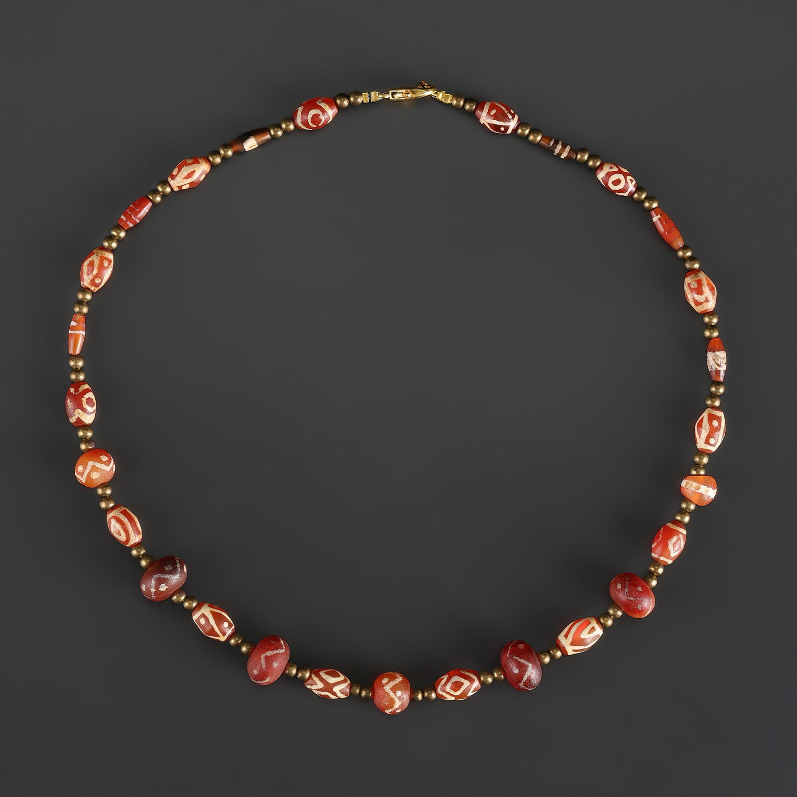 Sino Tibetan Himalaya Tian Zhu Painted Decorated Carnelian Agate Beads Necklace (1 of 4)