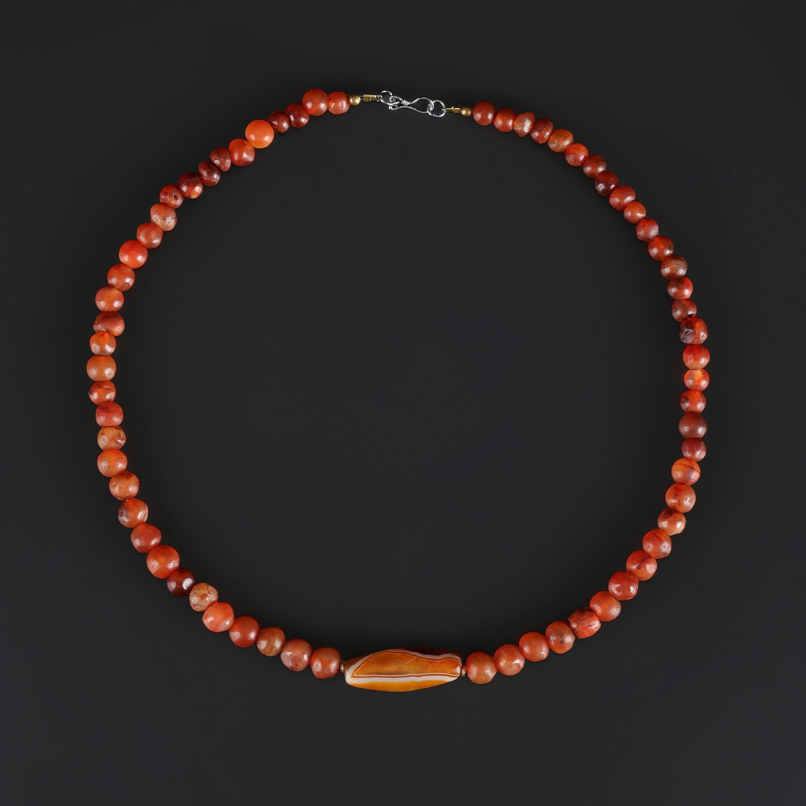 Old Mixed Agate and Carnelian Beads Necklace (1 of 4)