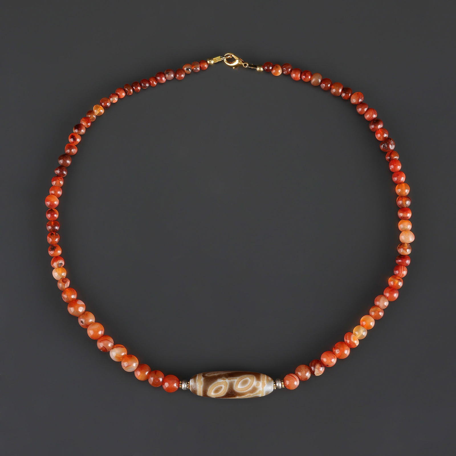 Tibetan Old Agate Dzi Bead Necklace (1 of 4)