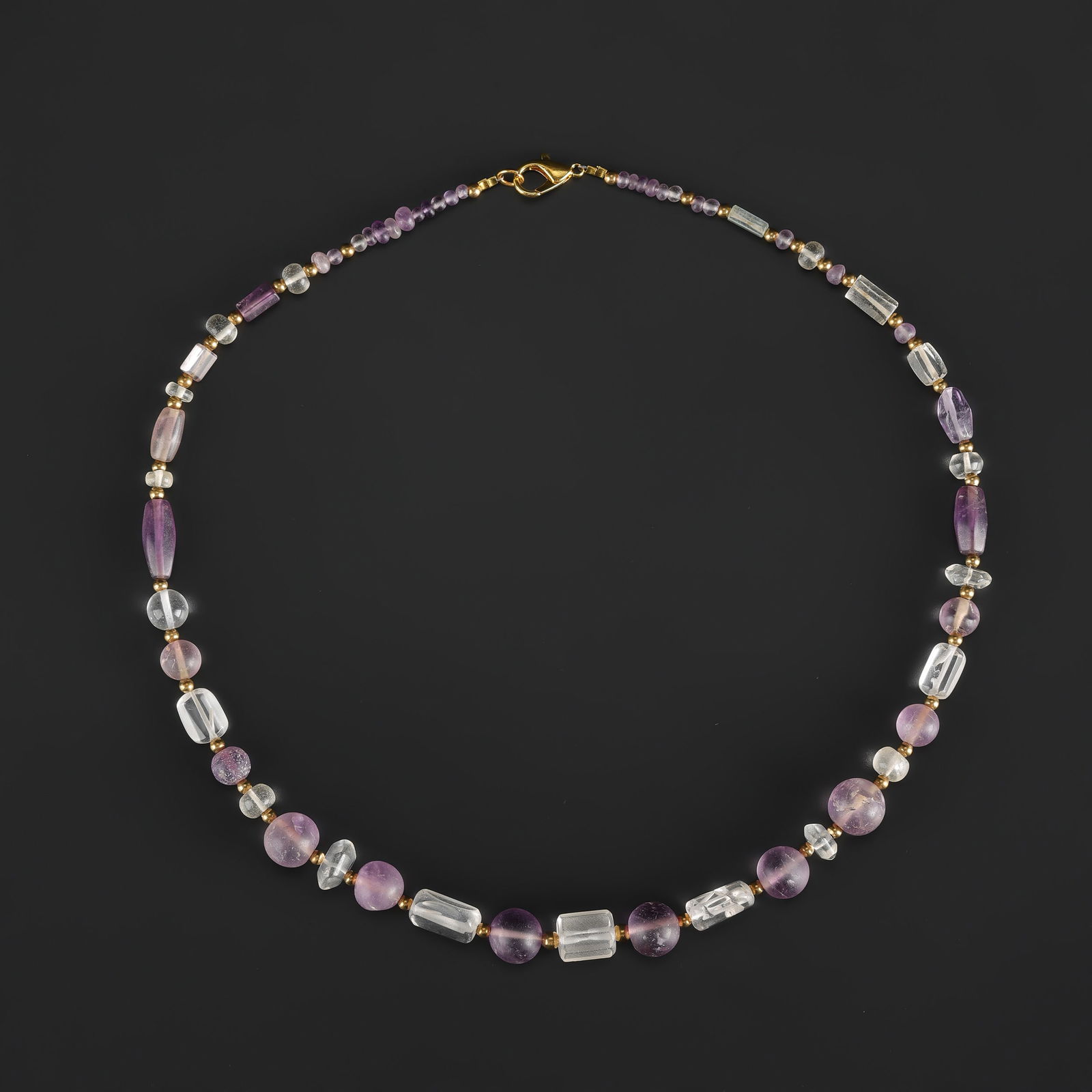 Old Mixed Crystal and Amethyst Beads Necklace (1 of 4)