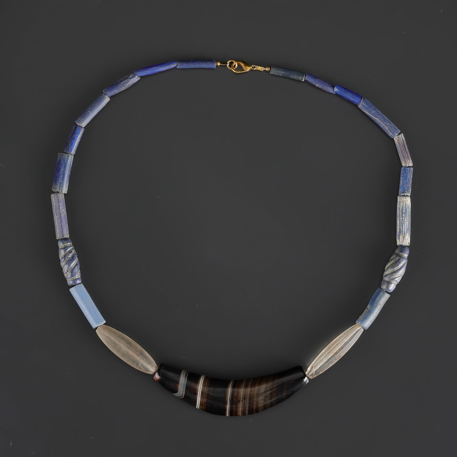 Collection of Antique Mix Material Old Beads Lapis Glass and Agate Necklace (1 of 4)