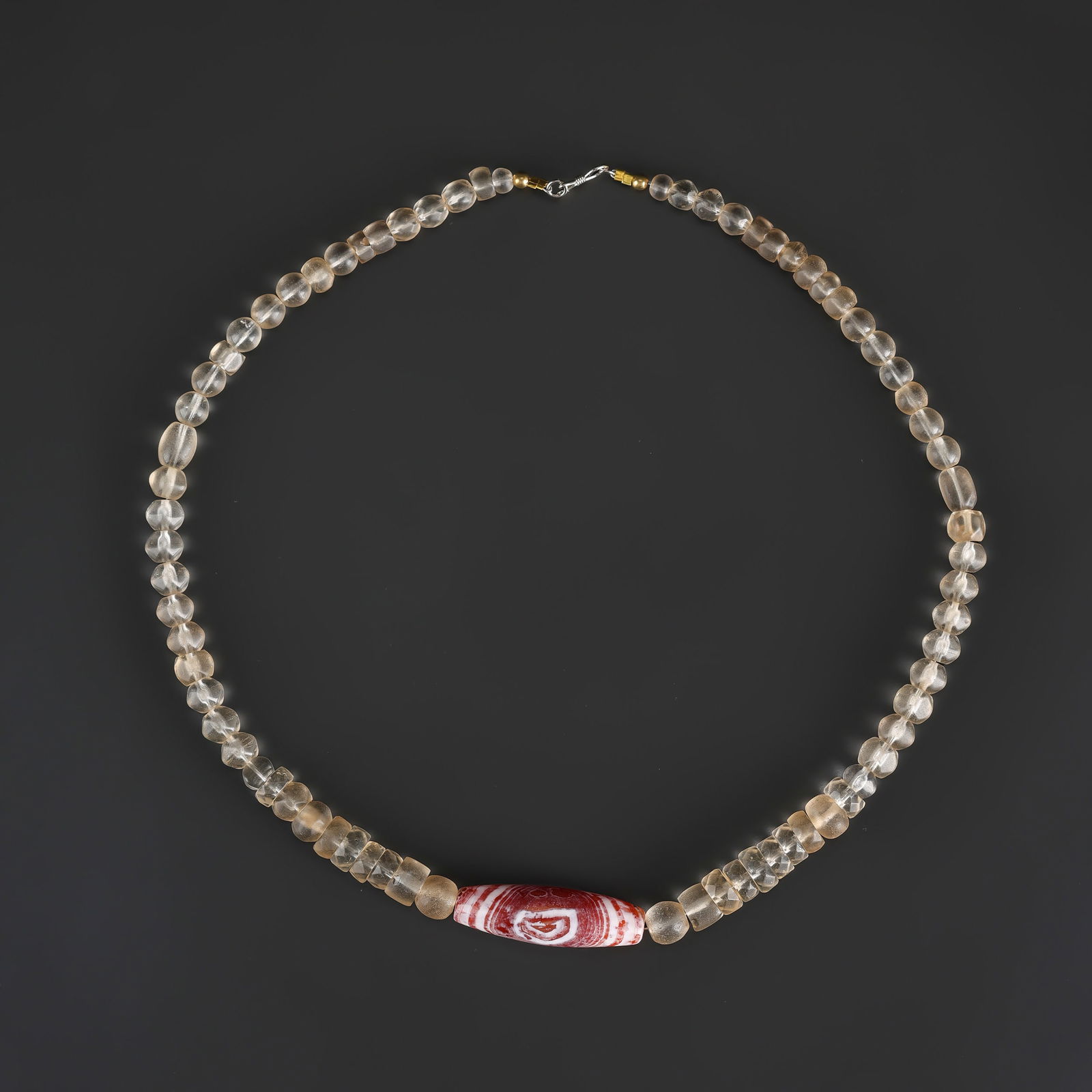 Old Unique Tibetan Dzi Bead with Crystals Beads Necklace (1 of 4)