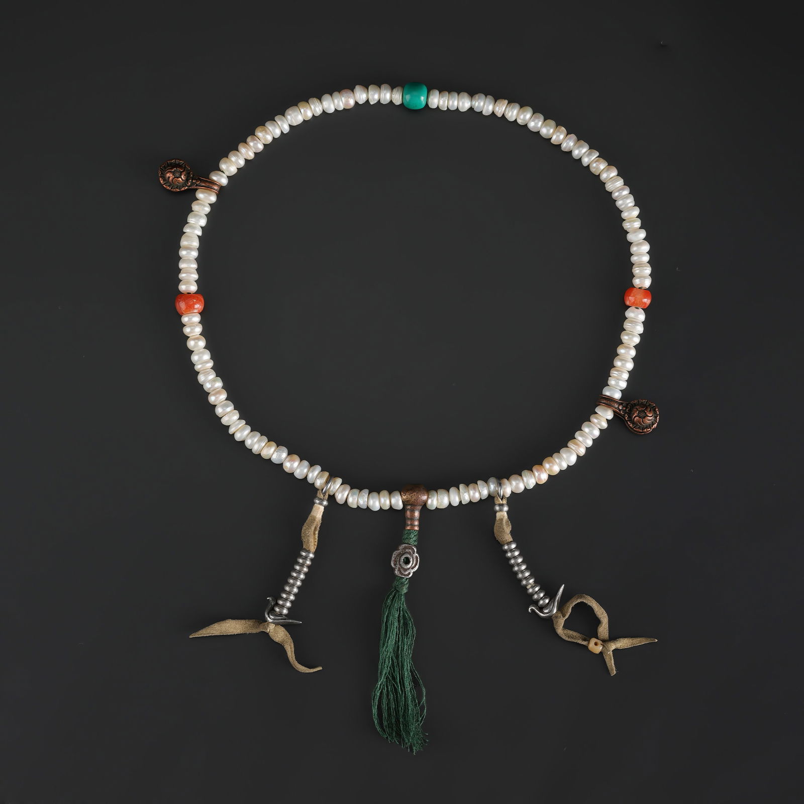 Old Chinese Patina Collect 108 Pieces Pearl Mala Prayer Amulet Necklace (1 of 4)