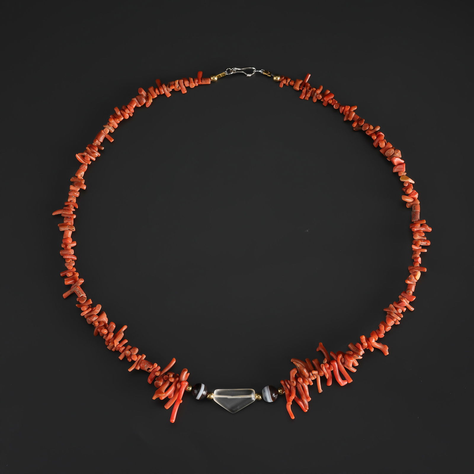 Stunning Vintage Natural Deep Red Coral Branch Coral with Agate Beads Necklace (1 of 4)