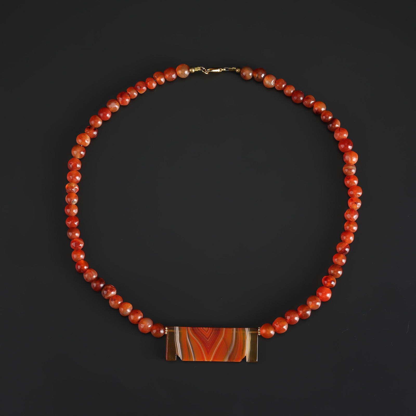 Old Mixed Ancient Banded Agate And Carnelian Beads Necklace (1 of 4)
