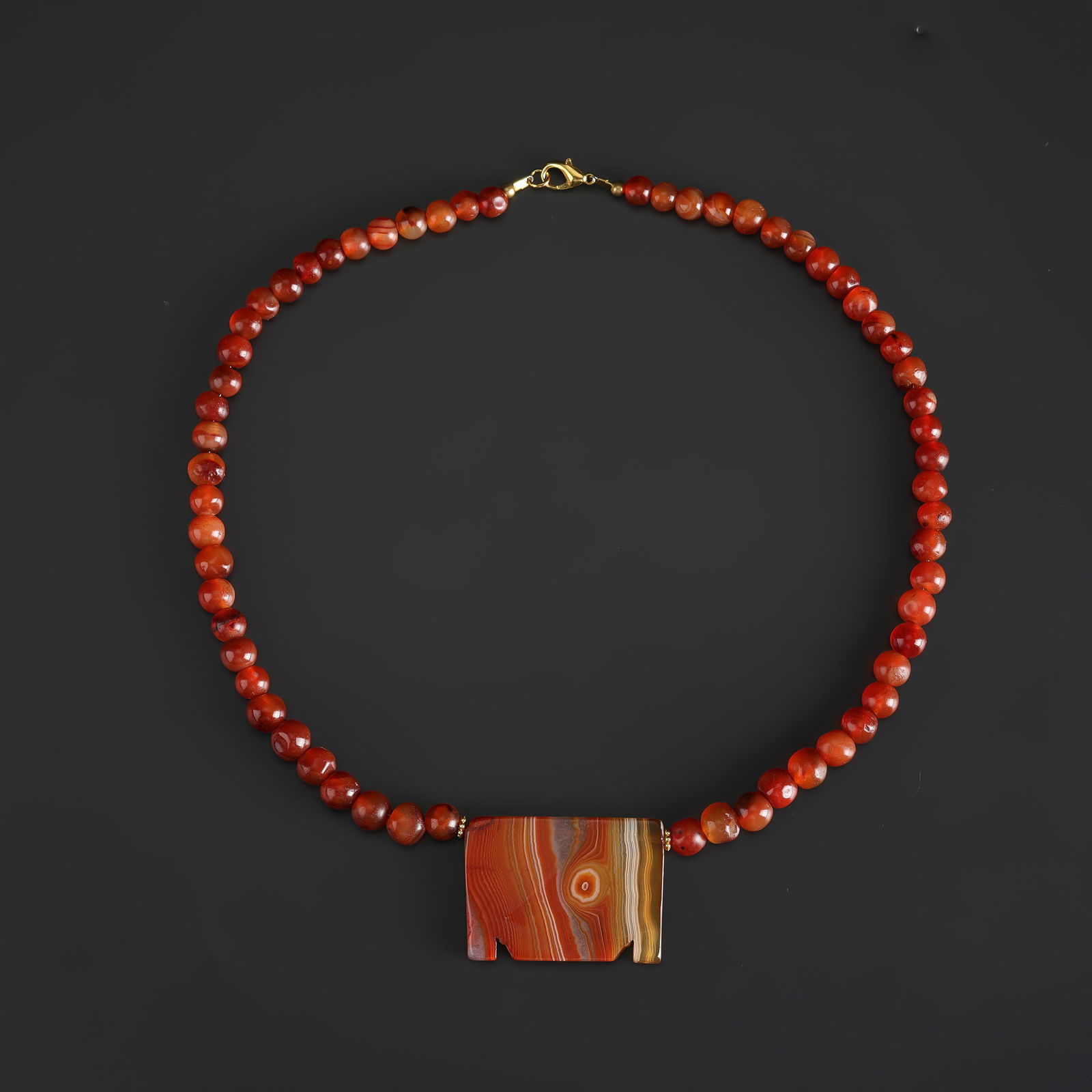 Old Mixed Ancient Banded Agate And Carnelian Beads Necklace: Old Mixed Ancient Banded Agate And Carnelian Beads Necklace Length: 22in Total Weight: 80gram