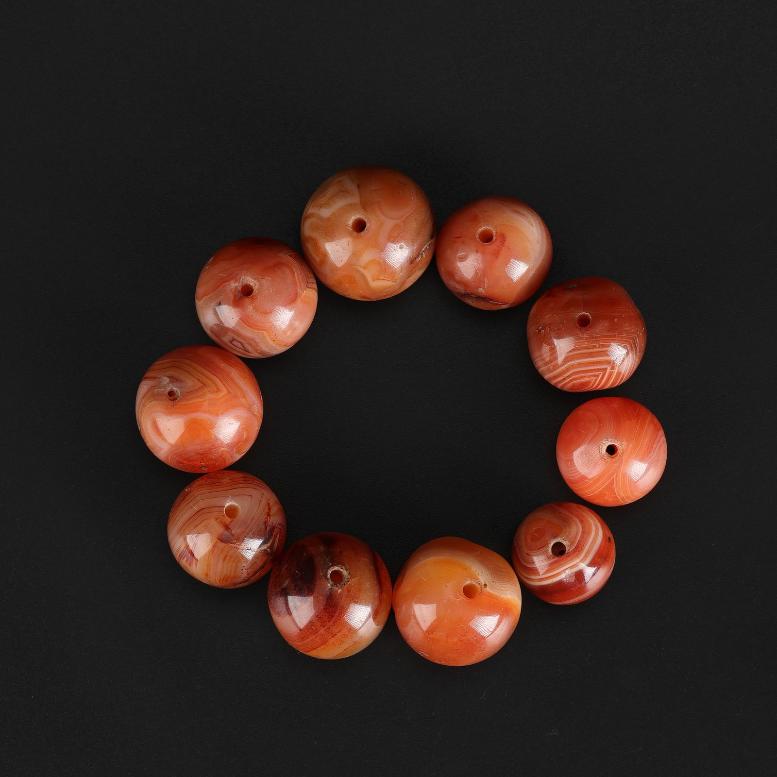 Natural Red Stripe Agate Onyx Gem Round Loose Bead (1 of 4)