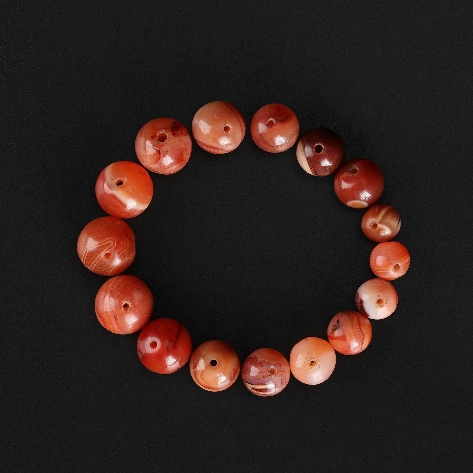 Natural Red Stripe Agate Onyx Gem Round Loose Bead (1 of 4)