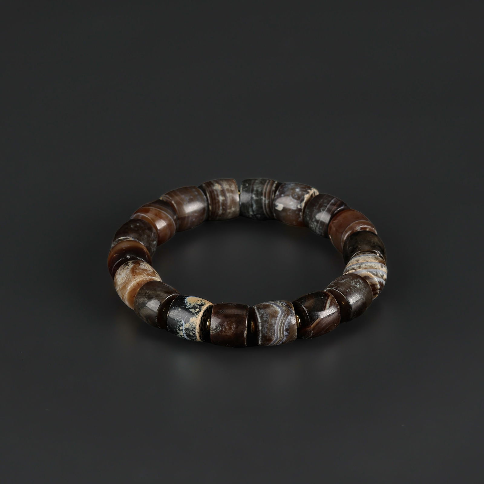Collection of Brown Banded Agate Beads: Collection of Brown Banded Agate Beads Total Weight: 48gram