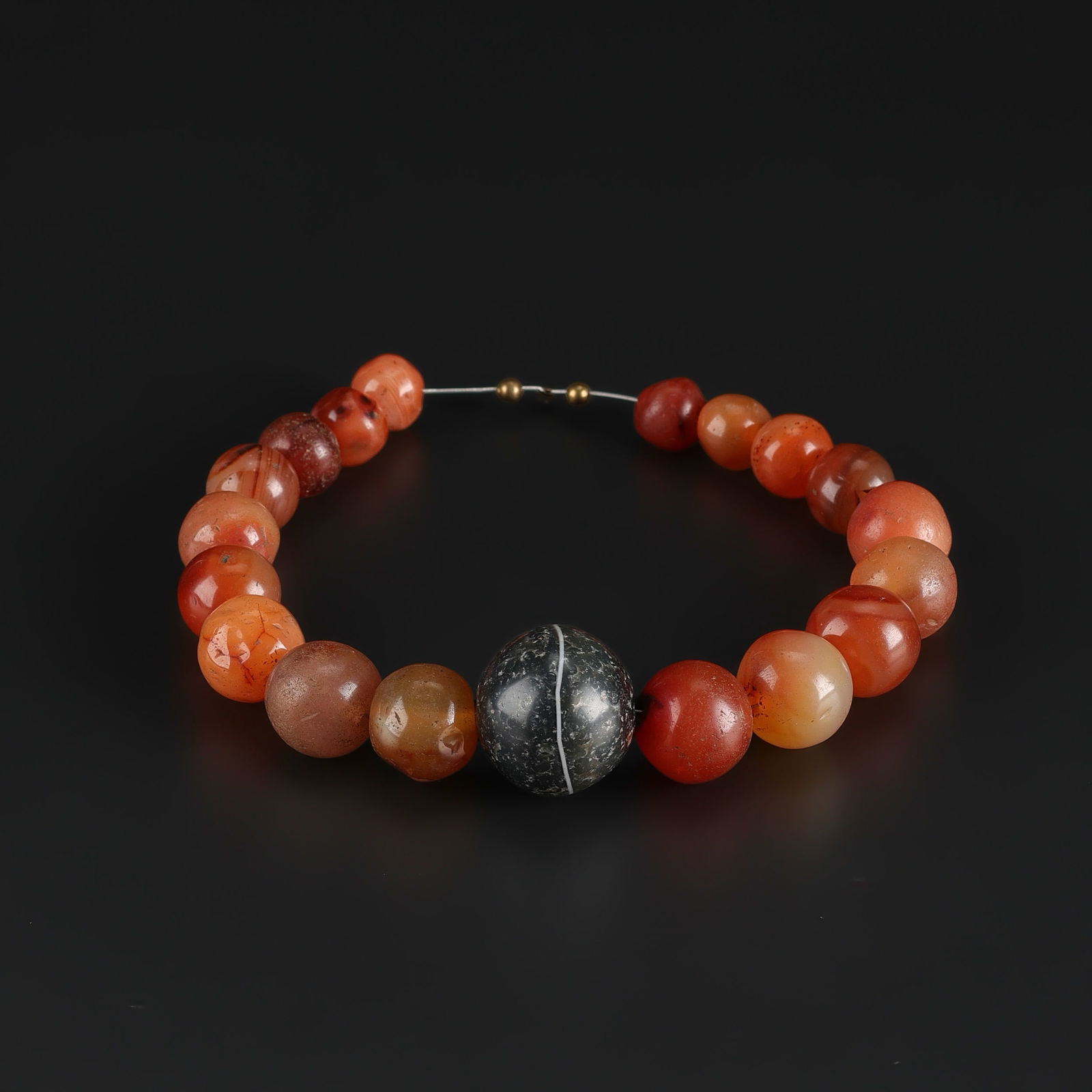 Collectiable Carnelian Beads with Single Line Mala Agate Bead (1 of 4)