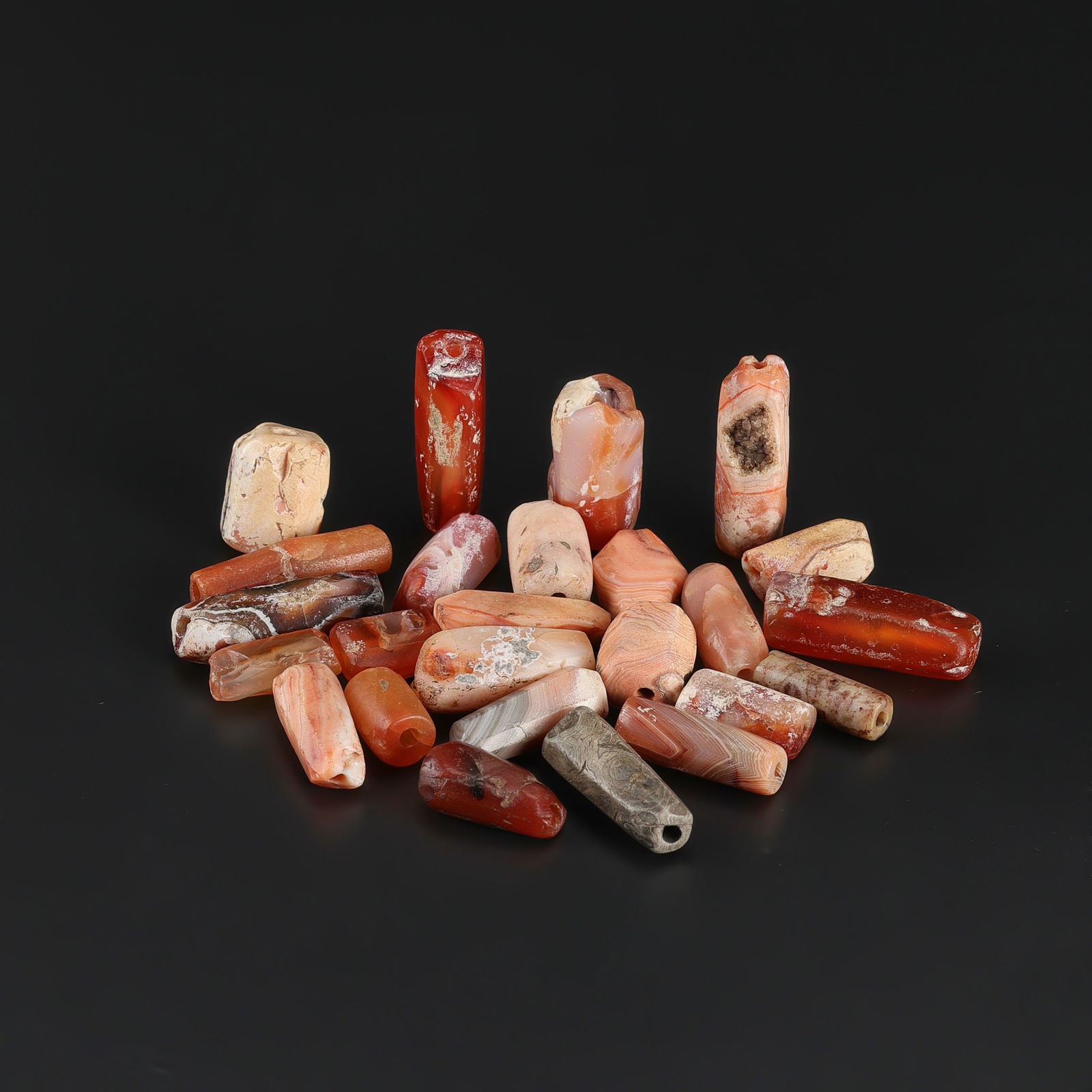 Group of Ancient Himalayan Banded Agate Beads: Group of Ancient Himalayan Banded Agate Beads Total Weight: 70gram