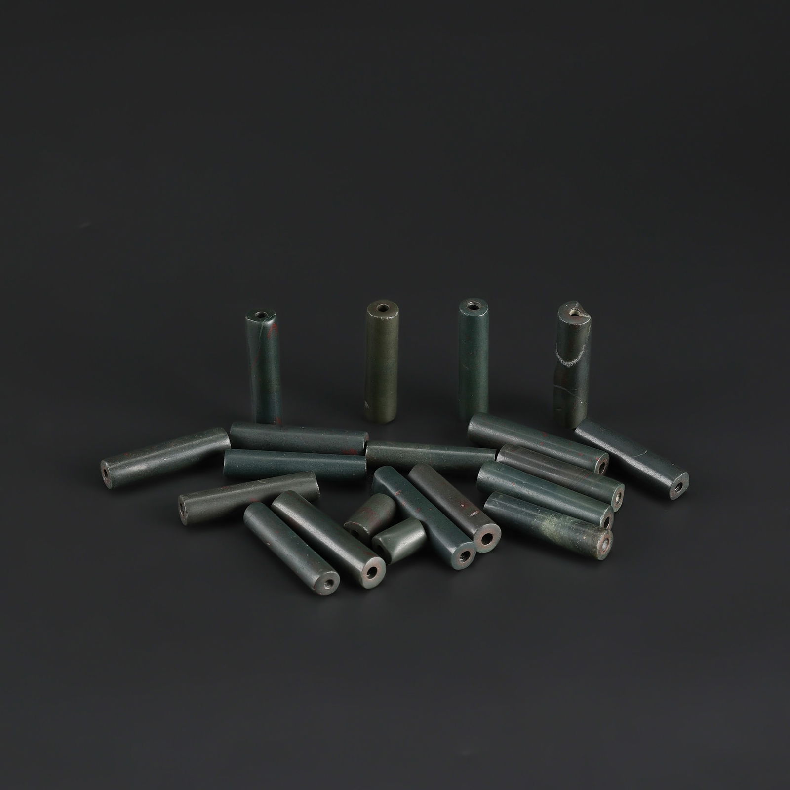 Ancient Green Jasper Tube Shaped Beads: Ancient Green Jasper Tube Shaped Beads Total Weight: 55gram