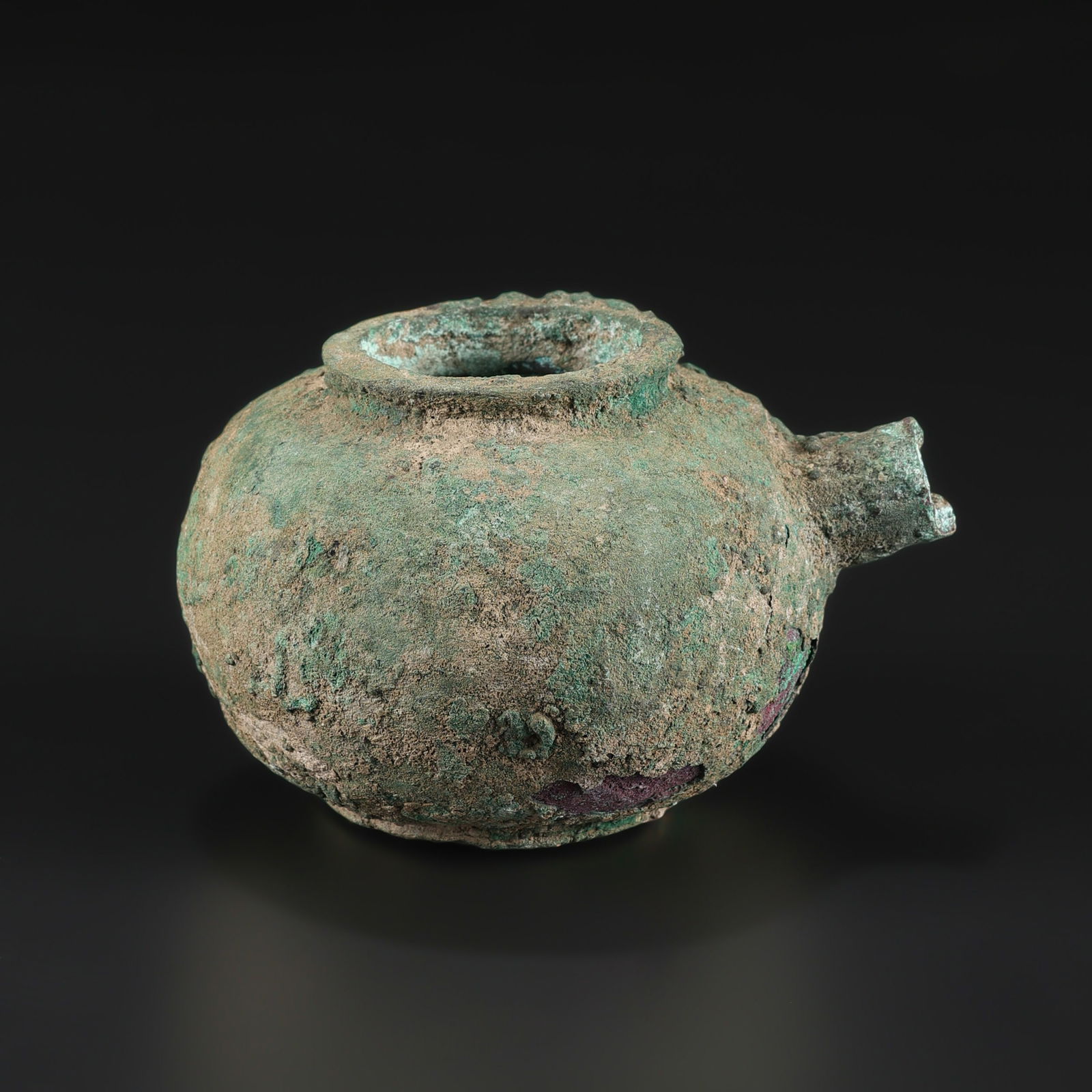 Antique Bronze Tea Pot Rusted Patina (1 of 5)