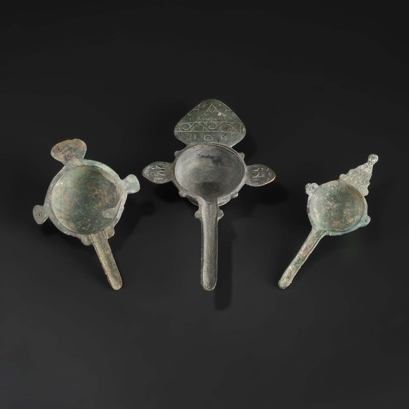Lot of 3 Roman Byzantine Bronze Oil Lamp Fillers (1 of 4)