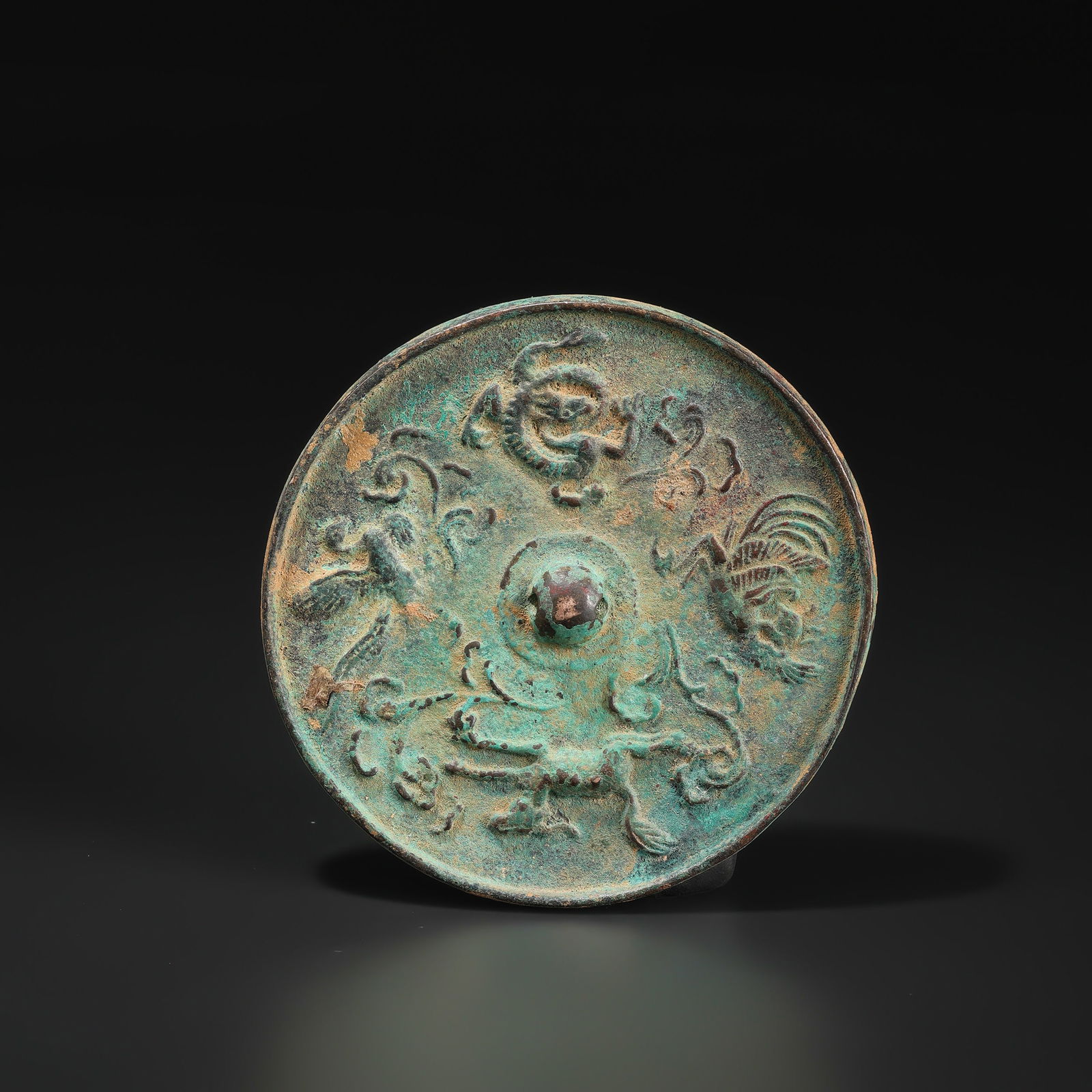 Chinese Old Handmade Carved Bronze Beast Mirror Decoration (1 of 4)