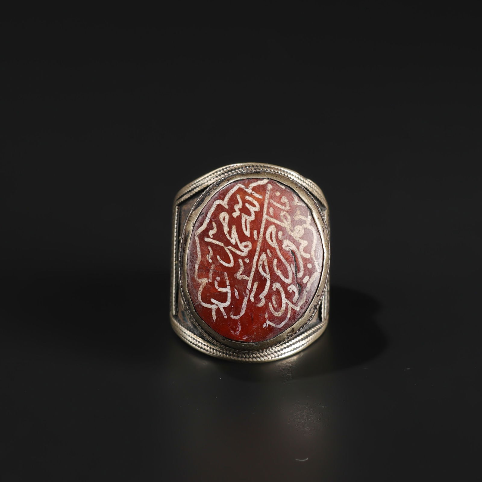 Antique Islamic Persian Silver Ring with Etched Carnelian Bead (1 of 5)