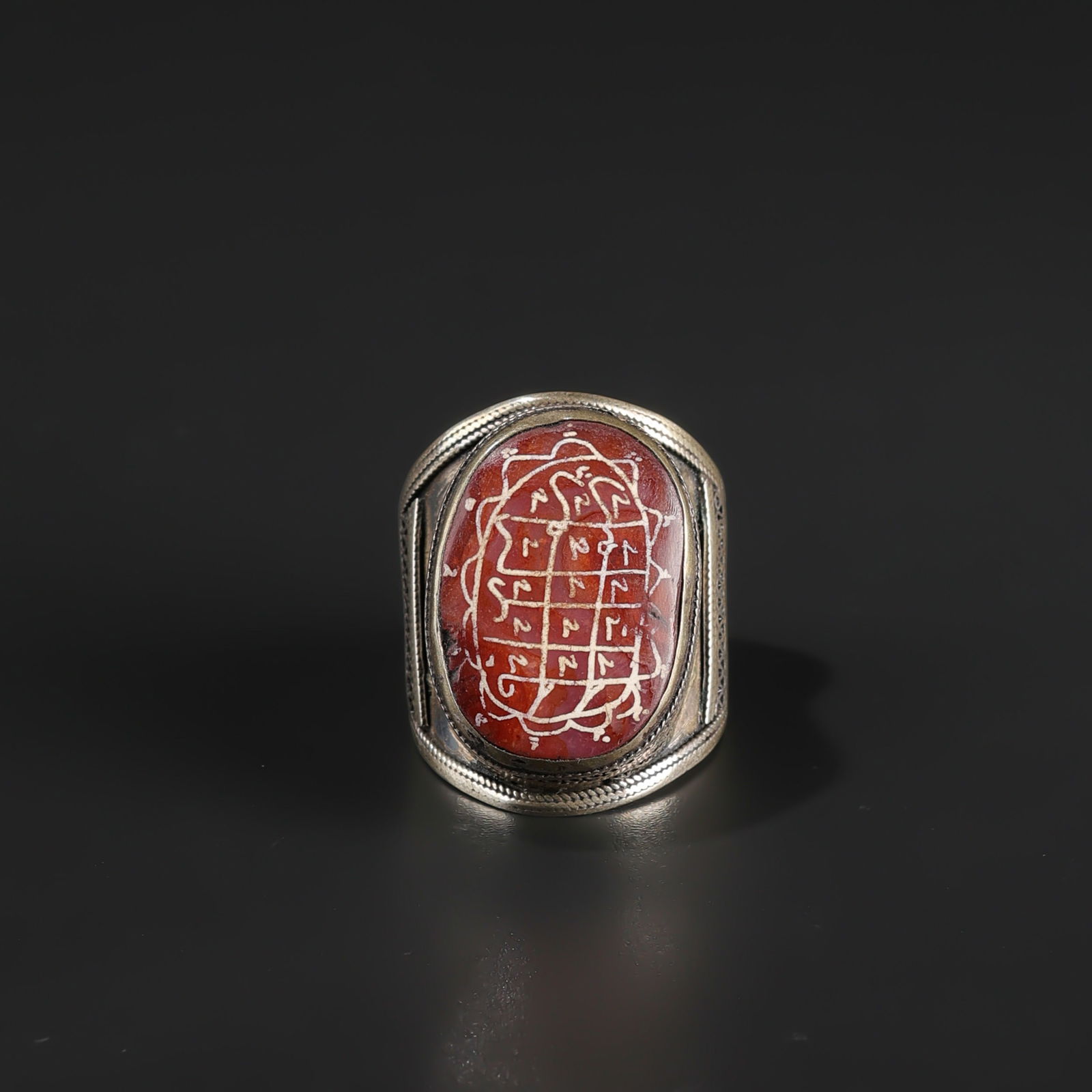 Antique Islamic Persian Silver Ring with Etched Carnelian Bead (1 of 5)