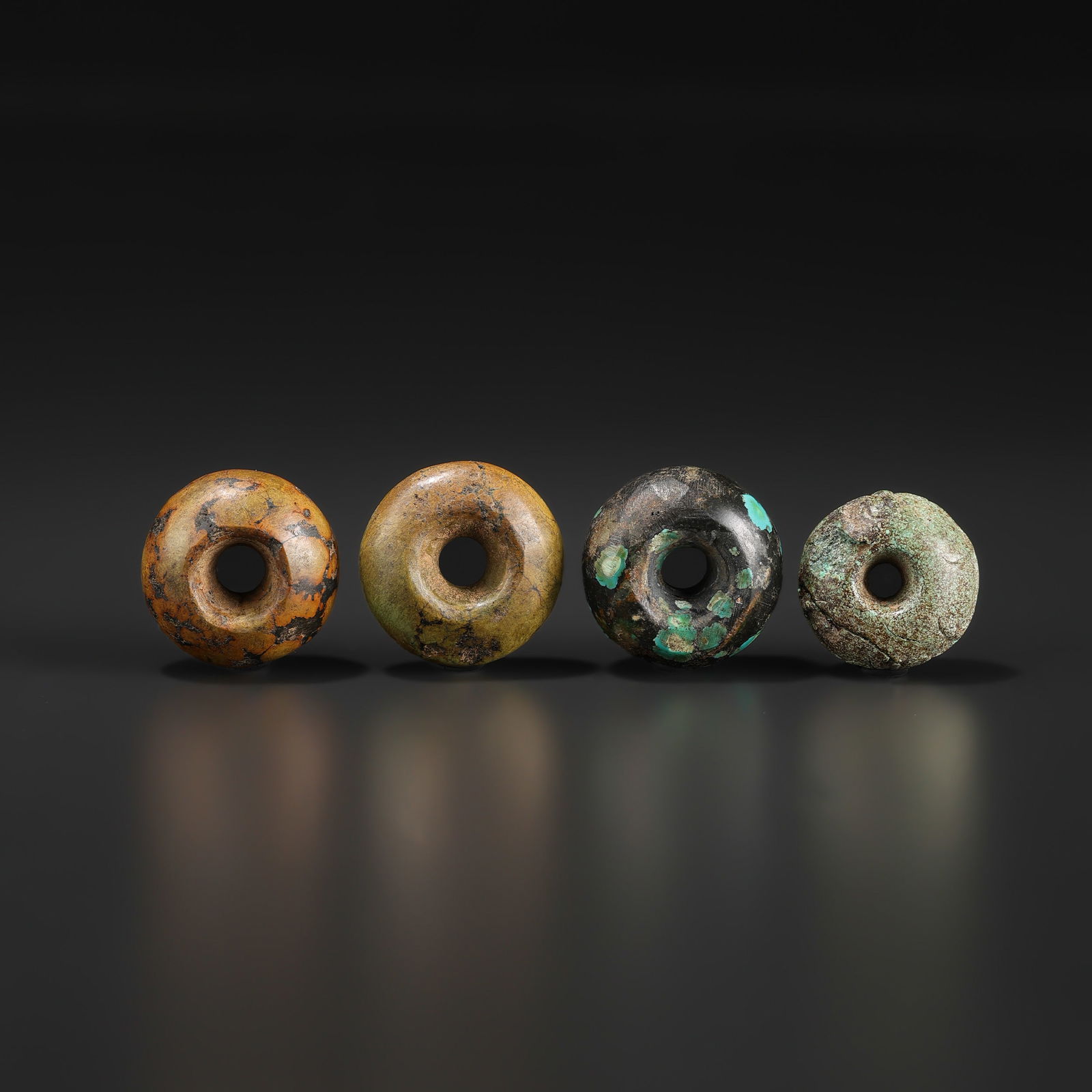 Old Chinese Turquiose Donut Shaped Beads Pendant (1 of 4)
