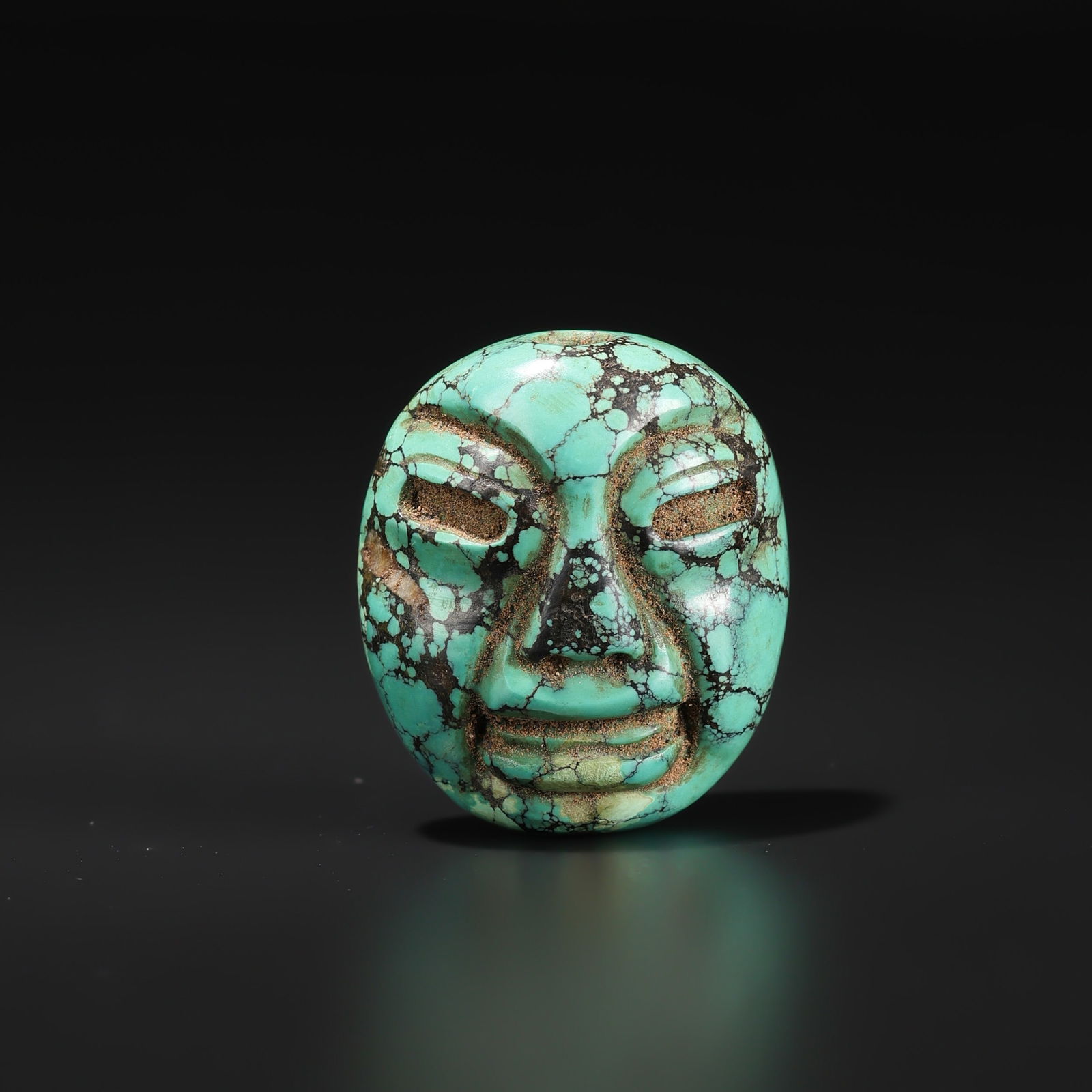 Chinese Hongshan Culture Turquoise Carved Head Bead Pendant (1 of 4)