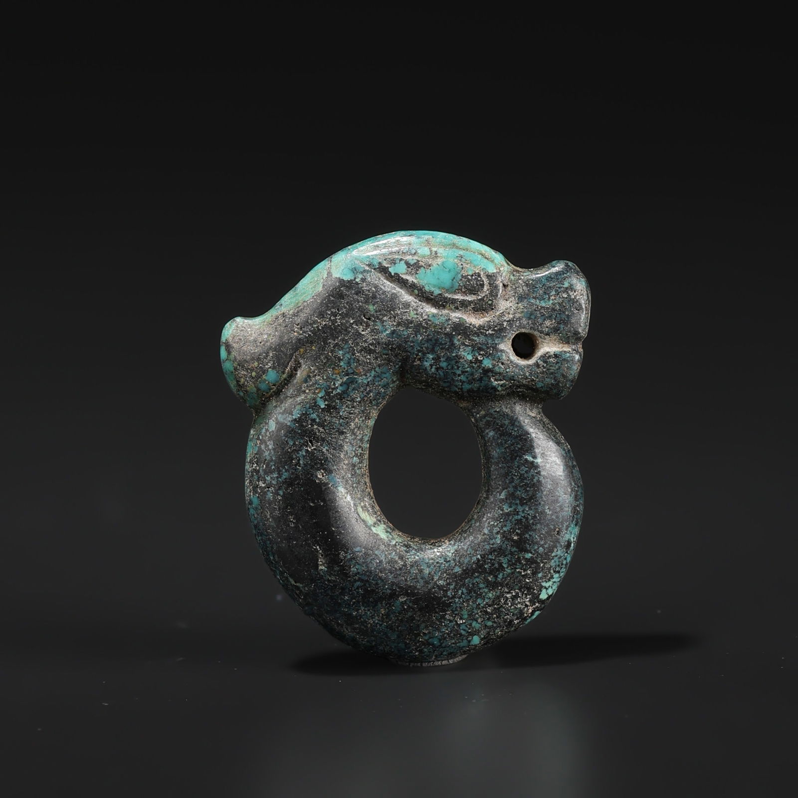 Chinese Hongshan Culture Turquoise Hand Carved Dragon Pendant (1 of 4)