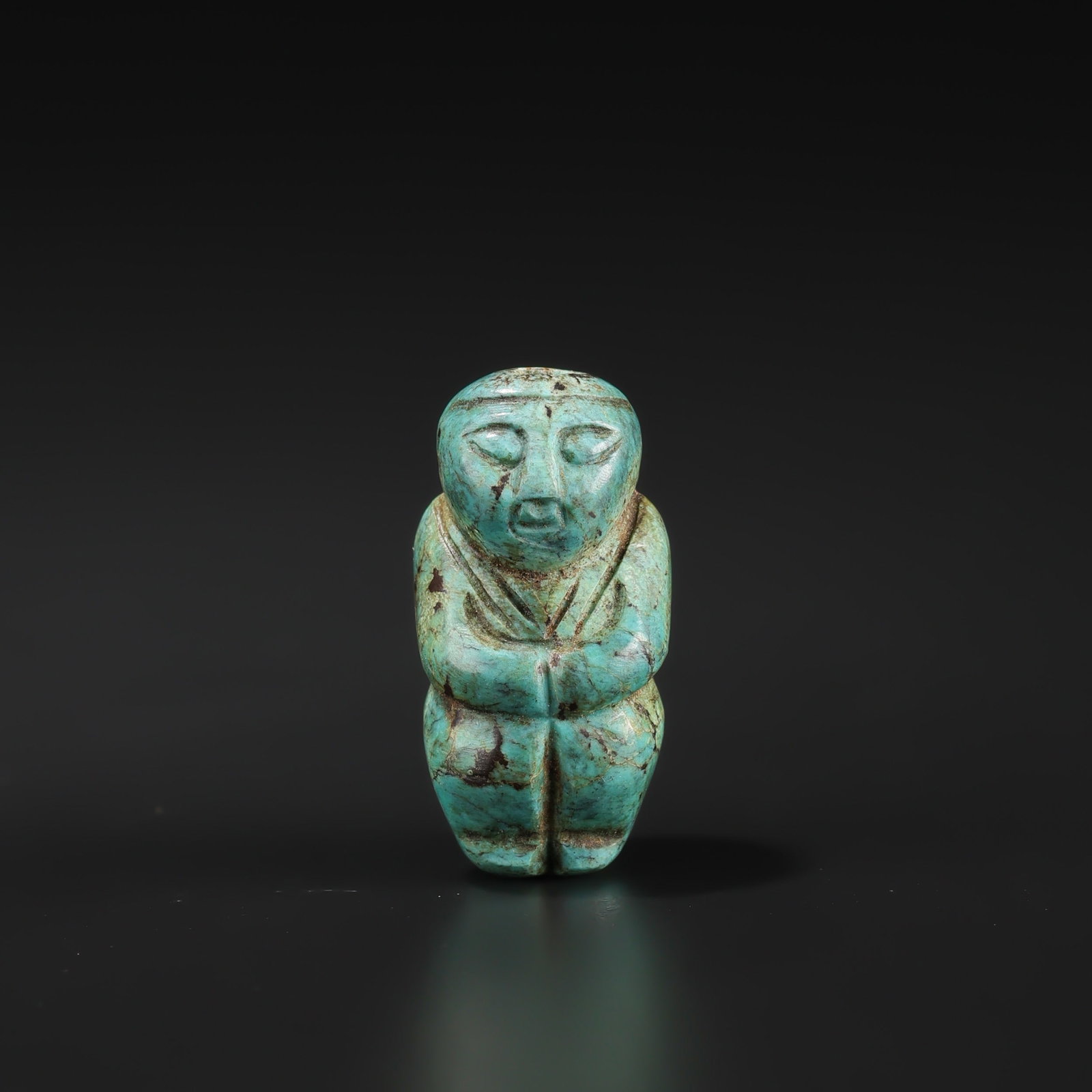 Tibetan Turquoise Hand Carved Human Collectible Figure: Tibetan Turquoise Hand Carved Human Collectible Figure Size Detail: 1.2 x 2.3cm Weight: 3gram