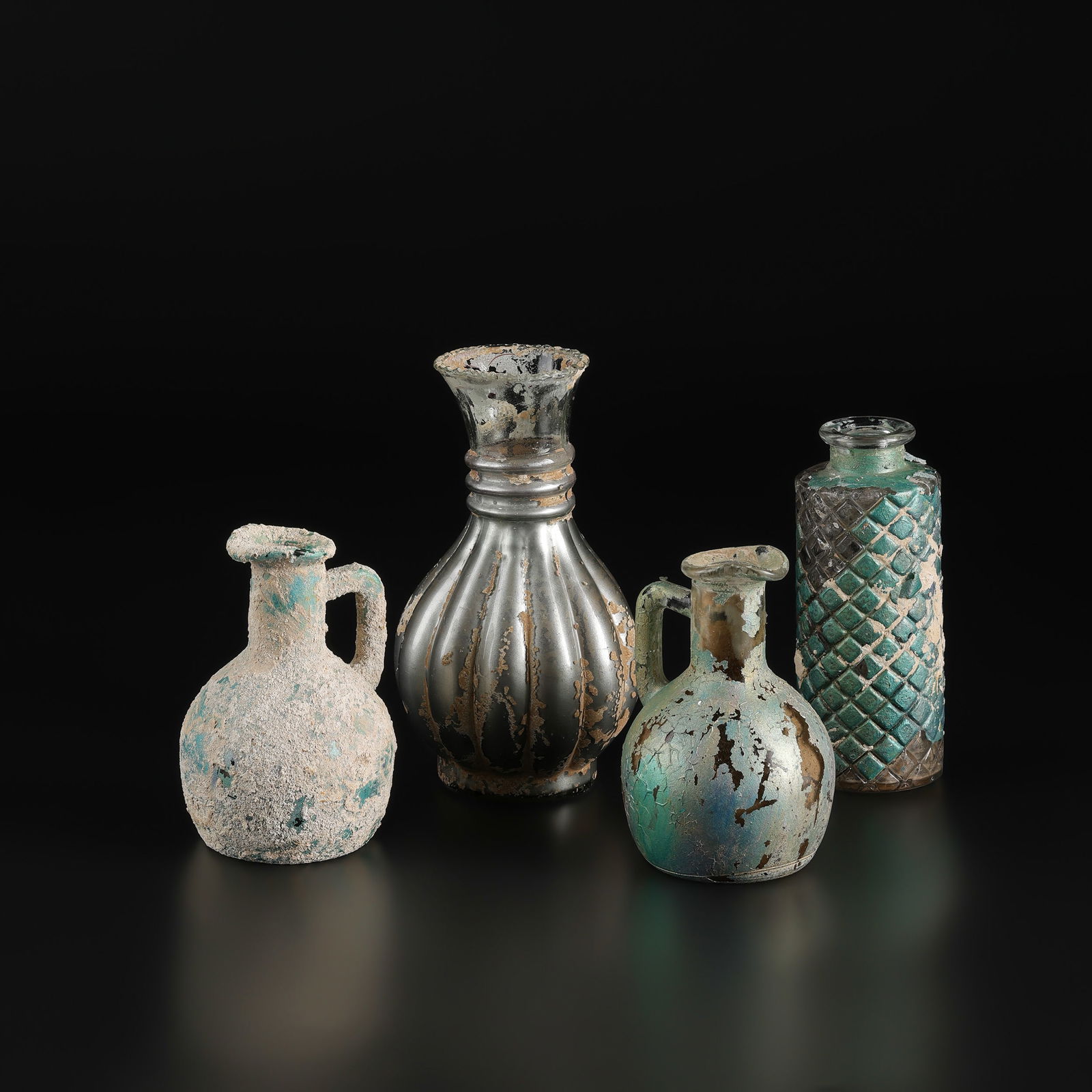 Ancient Vintage Glass Bottles Various Shaped Lot (1 of 5)