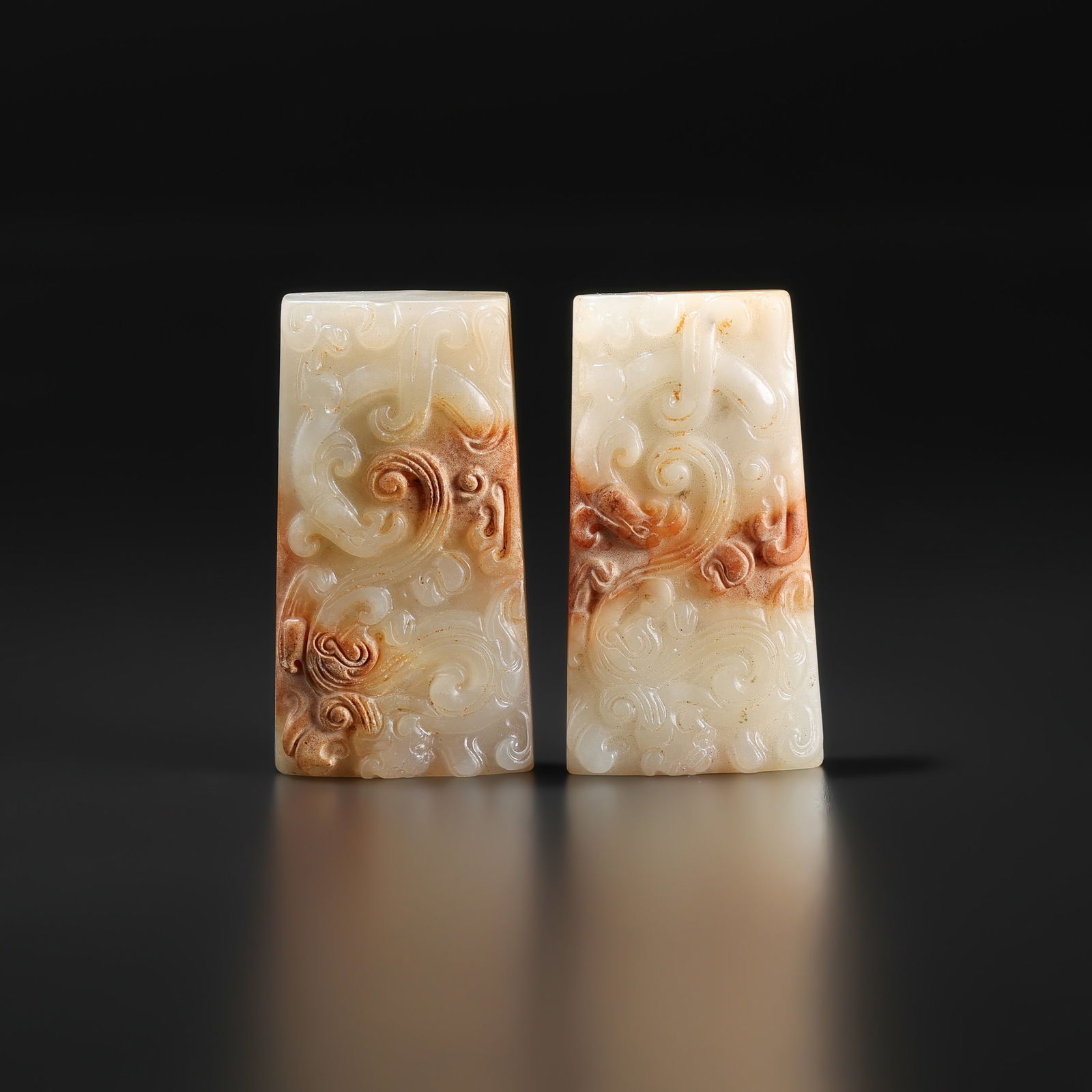 Set of Two Antique Chinese Hetian Nephrite Jade Plaques (1 of 4)