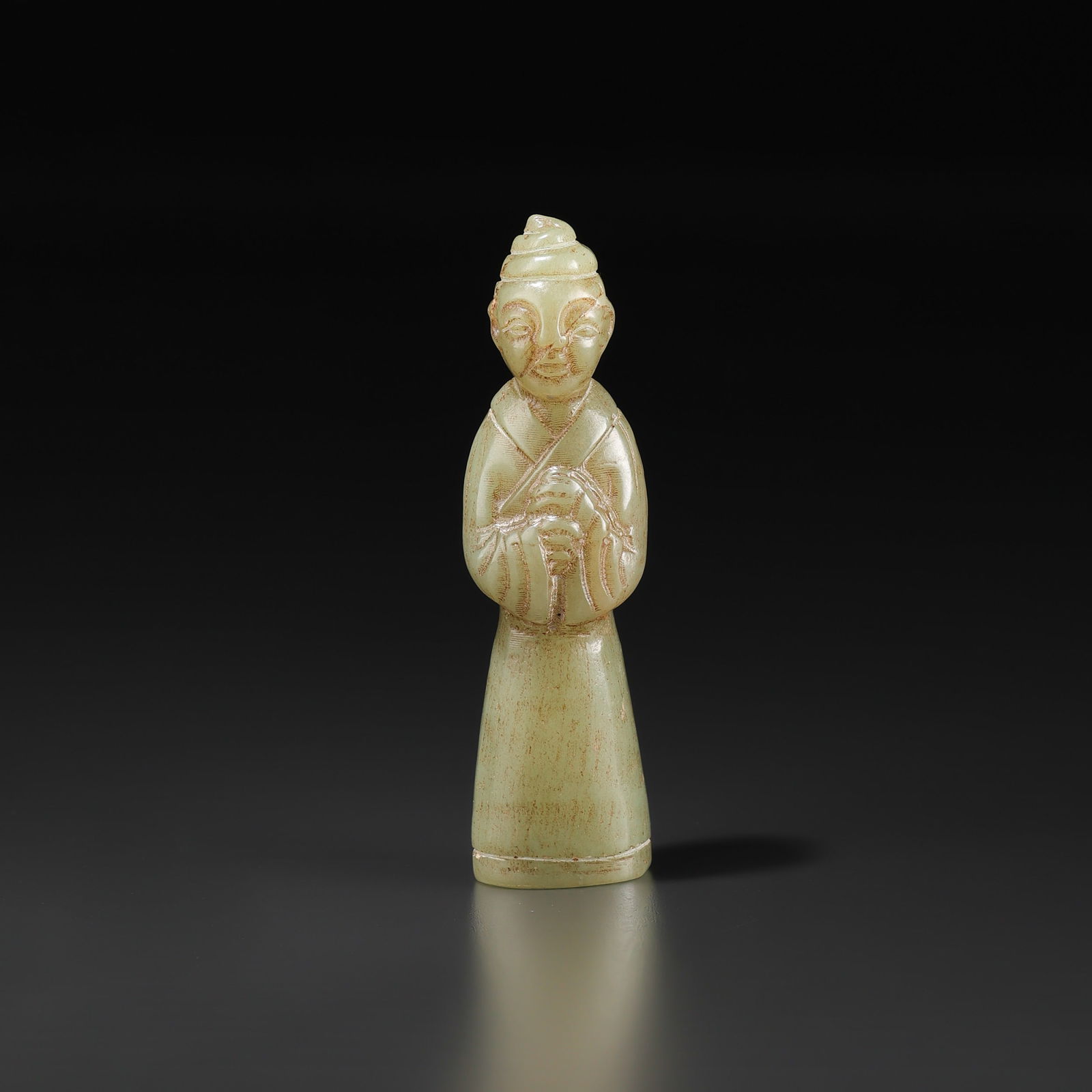 Hetian Jade Seed Material White Jade Carved Man Figure (1 of 5)
