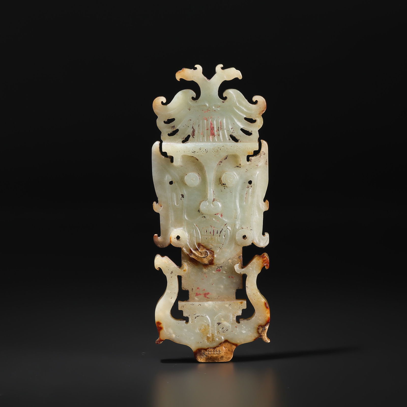 Old China Shang Zhou Dynasty Hetian jade Carved people face amulet pendant (1 of 5)