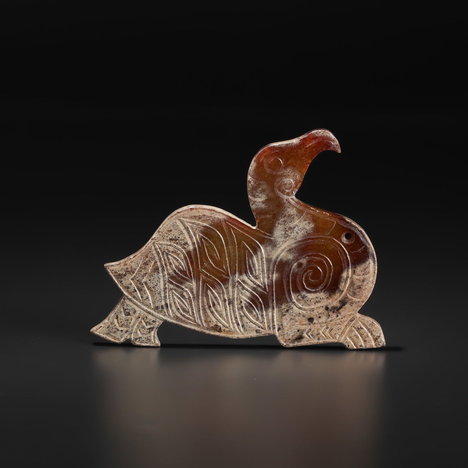 Old Nephrite Jade Stone Carved Sculpture Phoenix Bird (1 of 4)
