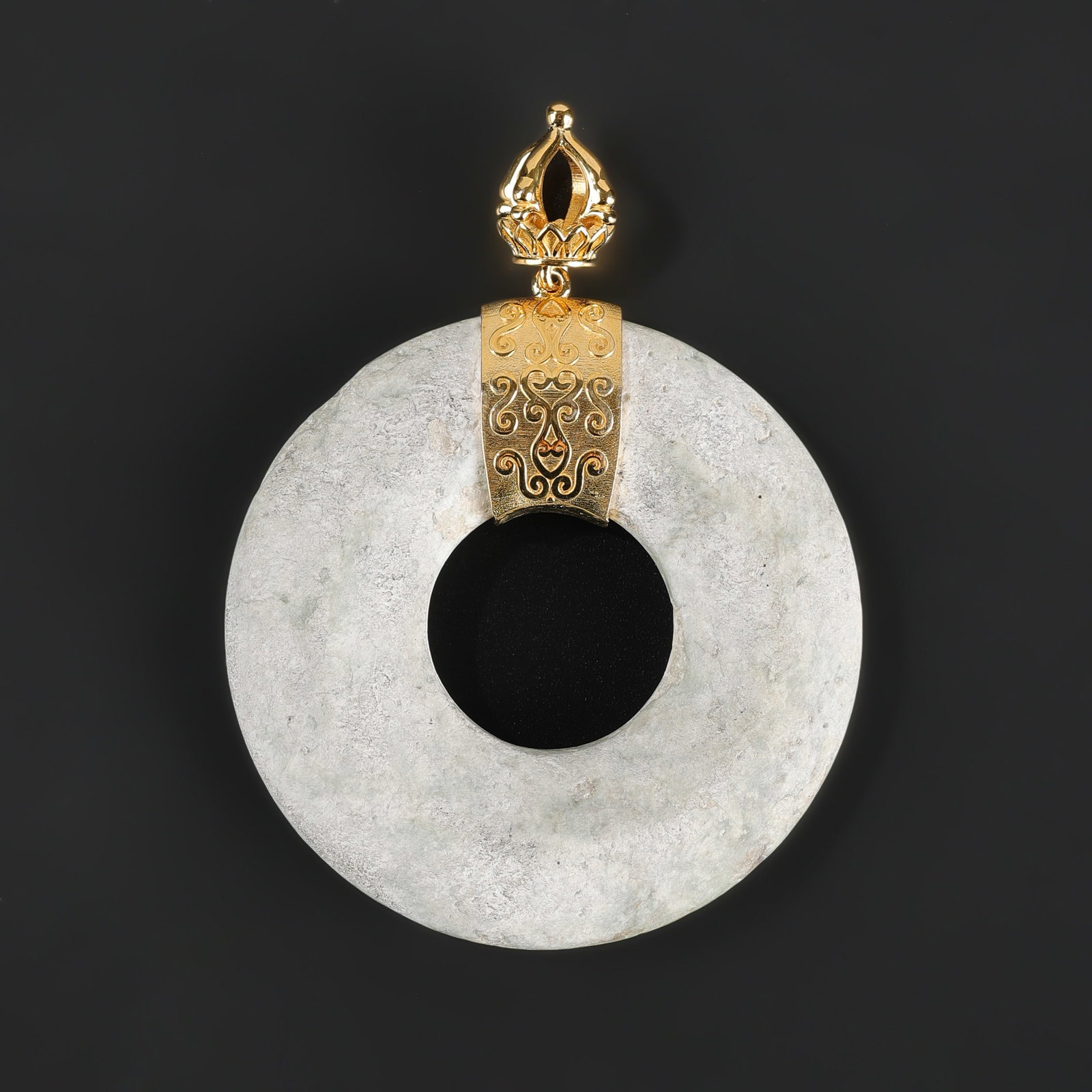 Dong Son Culture Aventurine Jade Pendant in Silver Molded (1 of 4)