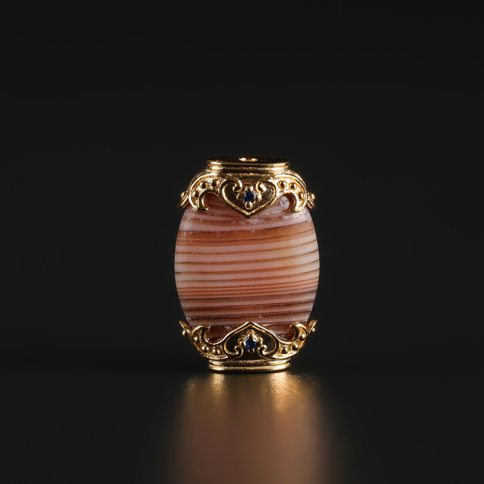 Banged Agate Bead Natural Pattern Pendant Molded in Silver (1 of 4)