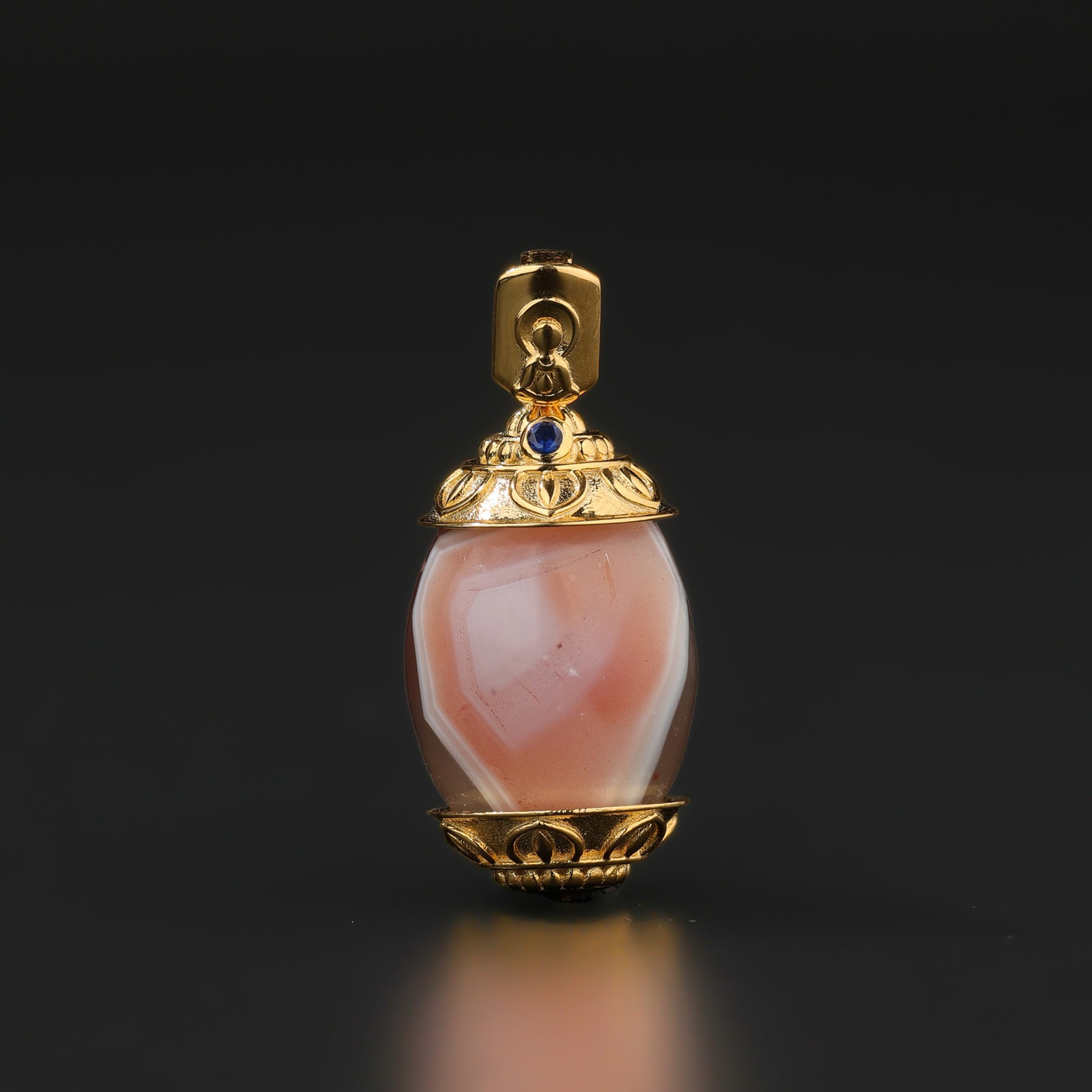 Natual Agate Bead Pendant Molded in Silver (1 of 4)