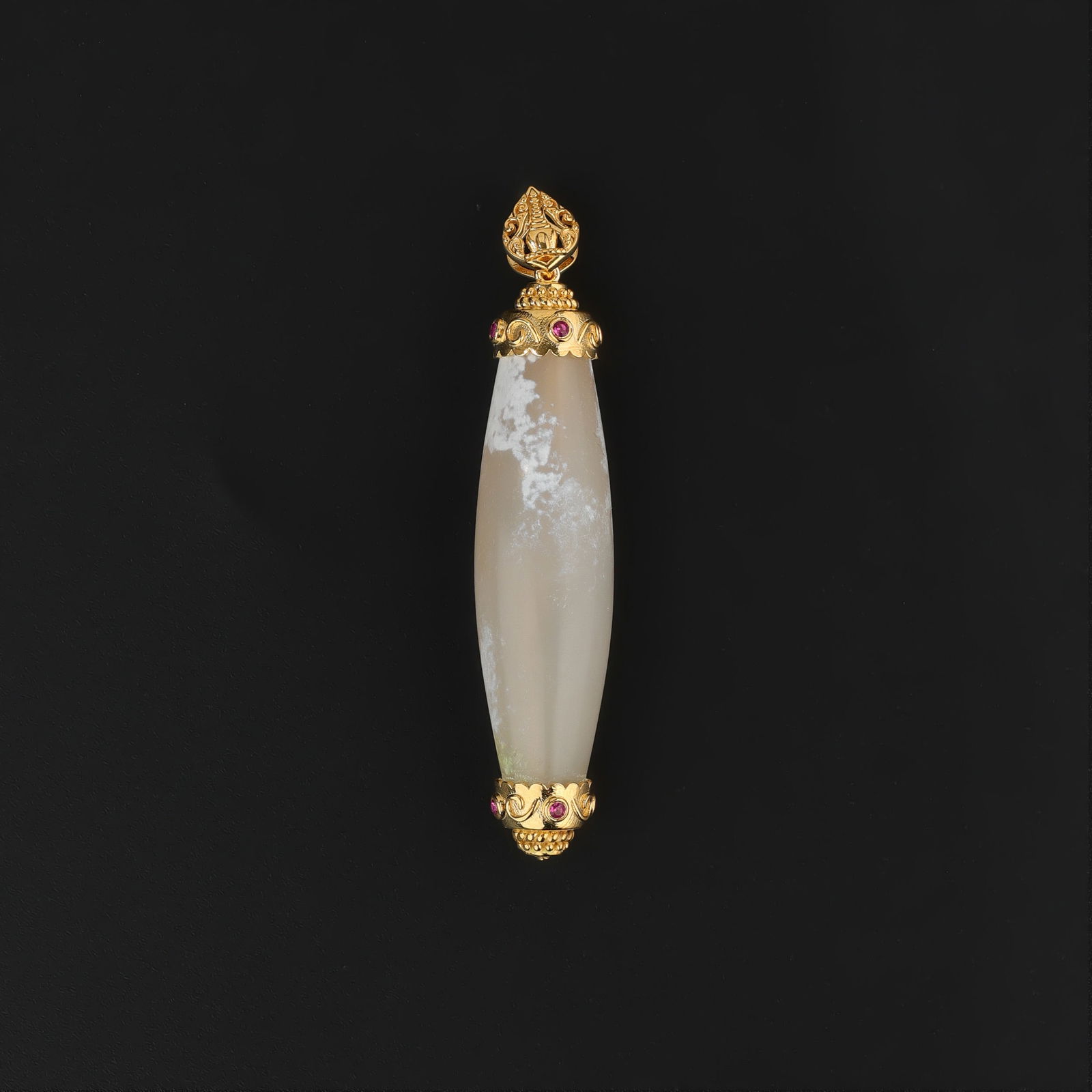 Natual Agate Bead Pendant Molded in Silver (1 of 4)