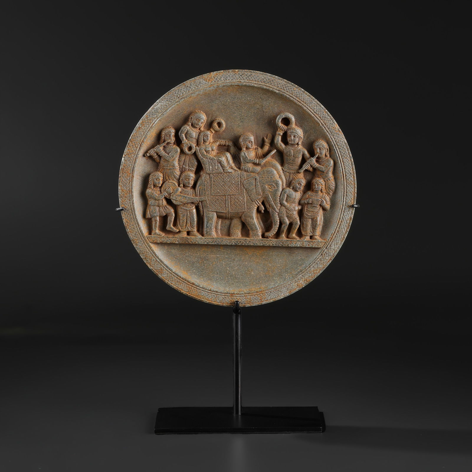 Old Carved Stone Medallion from the Bharhut Stupa Railing Plaque (1 of 5)