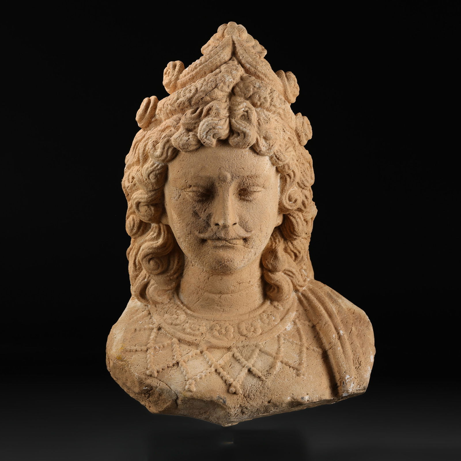 Rare Gandhara Marble Head Of Bodhisattva (1 of 5)