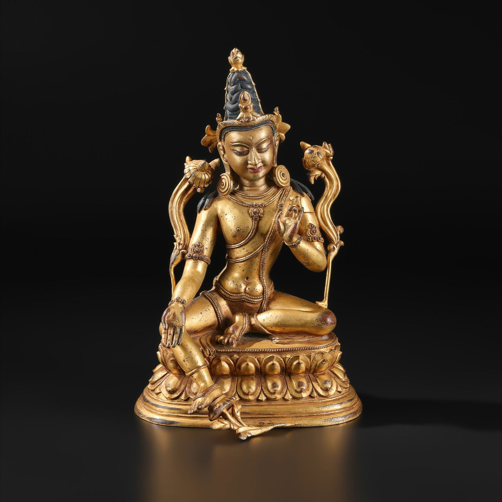 Old Chinese Gild Buddhism Sit Green Tara Mahayana Buddhism Statue (1 of 6)