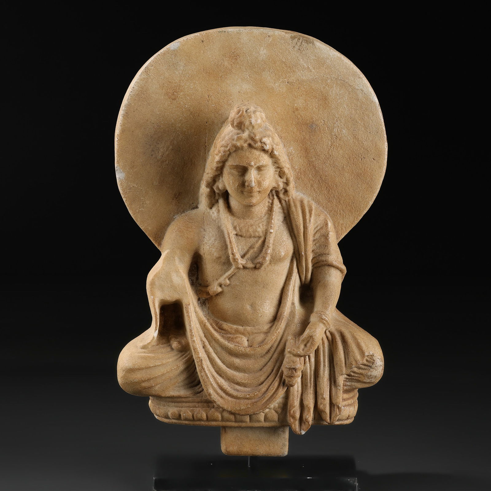 South Asia Greek Gandhara Art Bodhisattva Statue Sculpture Schist Stone (1 of 5)