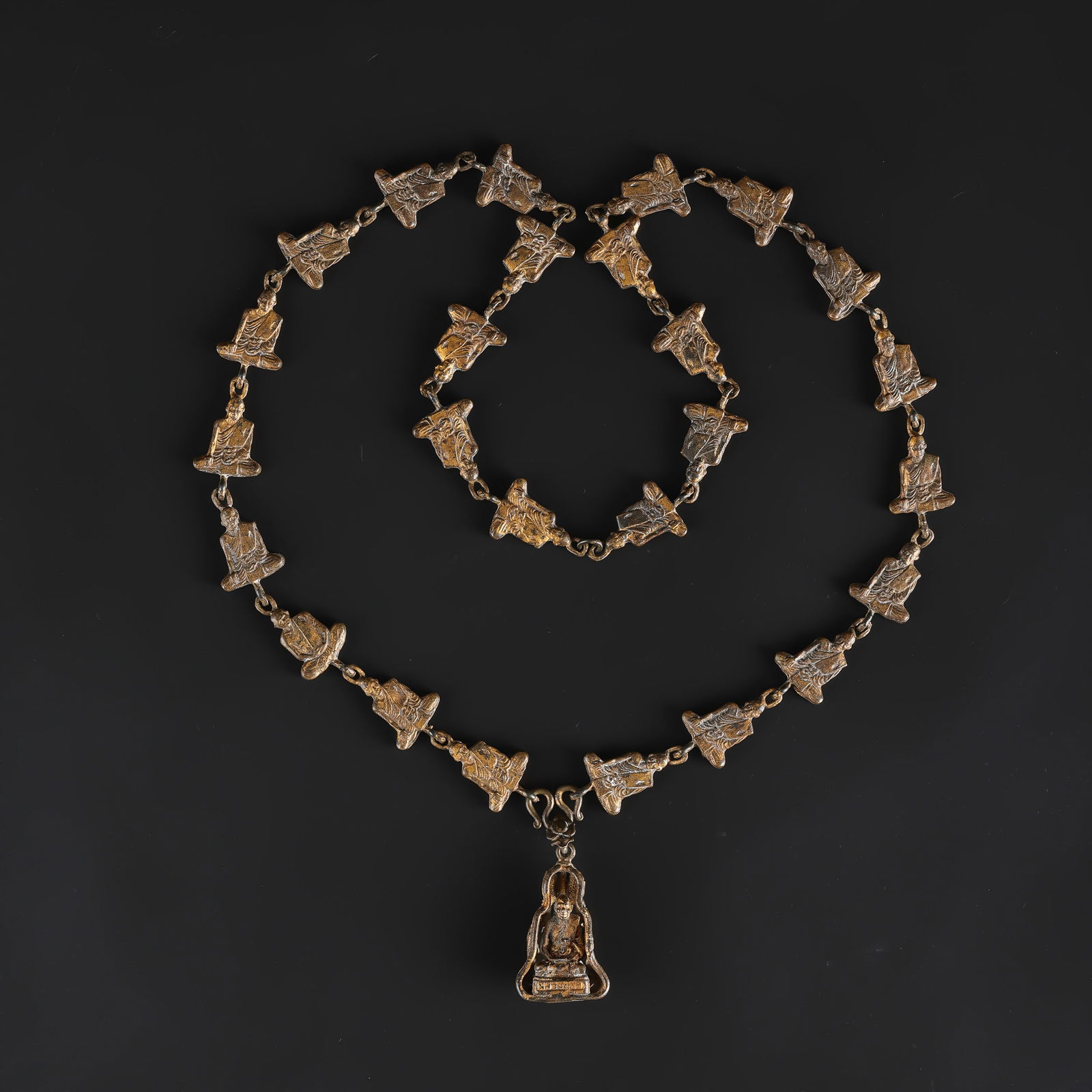 Antique South East Asian Brass Statue Figures Amulet Pendants Necklace: Antique South East Asian Brass Statue Figures Amulet Pendants Necklace Length: 34in Total Weight:125gram