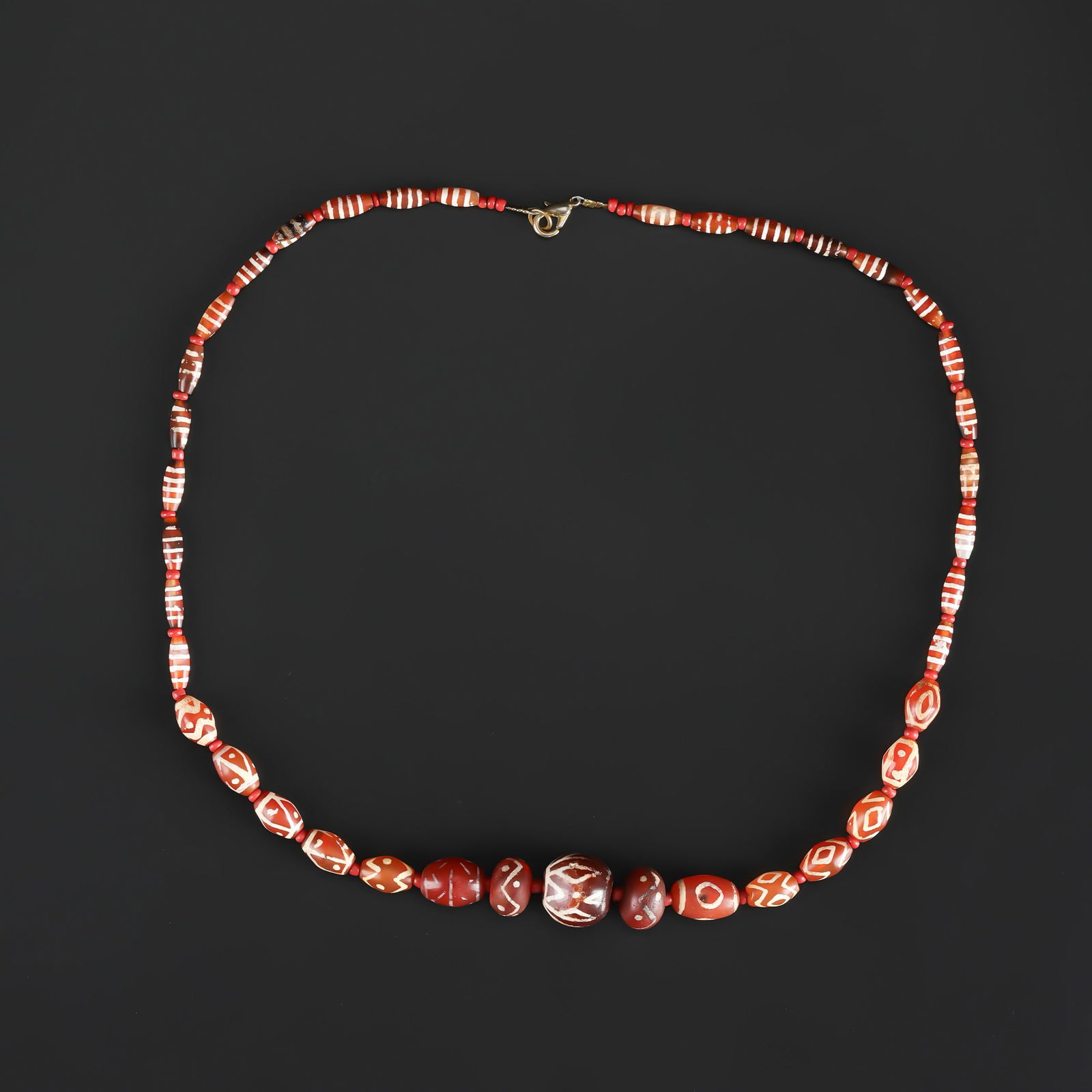 Antique Himalayan Etched Carnelian Beads Necklace (1 of 4)