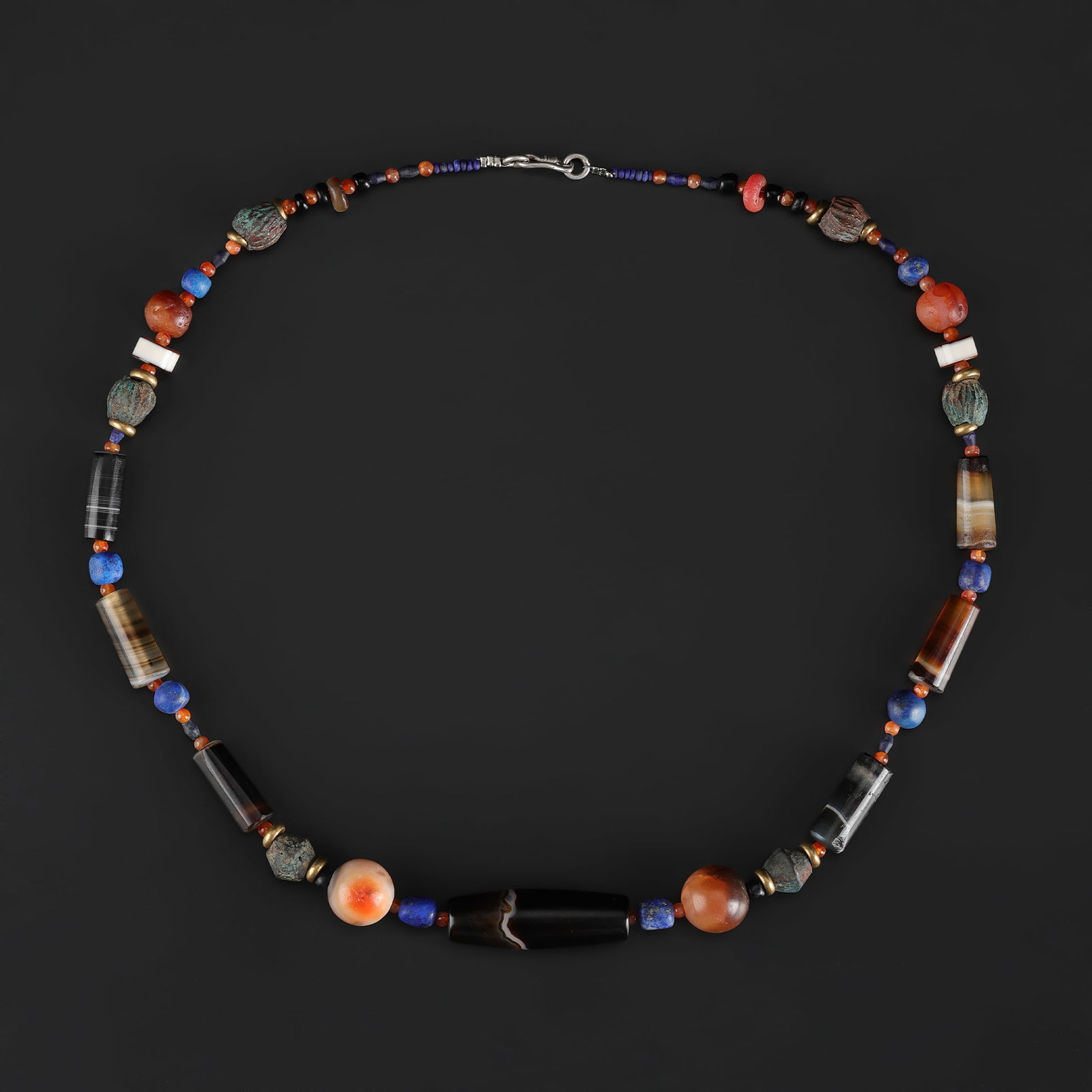 Antique Vintage Banded Agate Old Beads Necklace (1 of 4)
