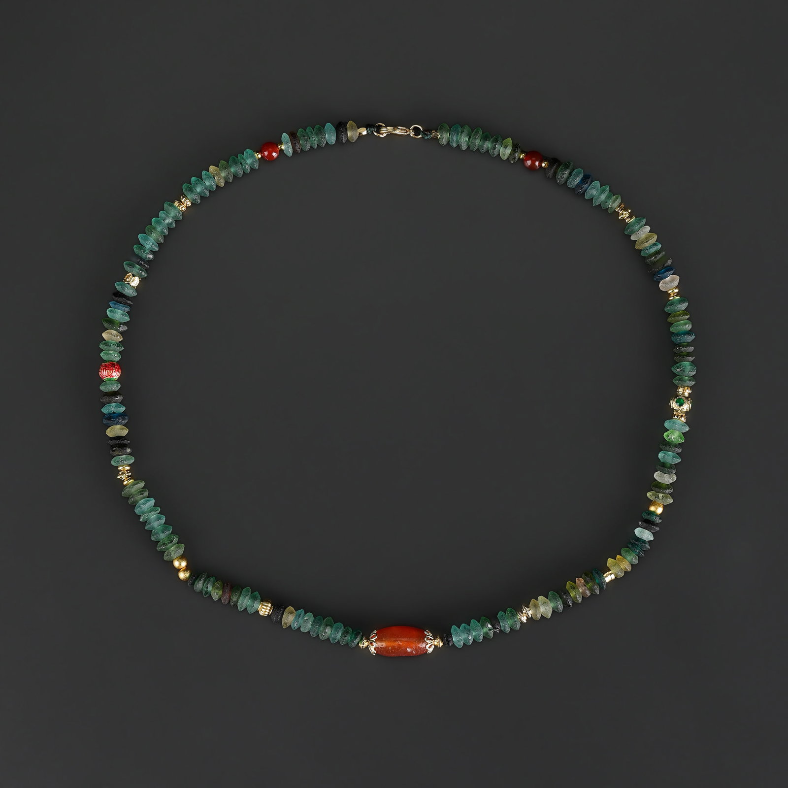 Old Ancient Roman Glass Beads with Agate Bead Pendant (1 of 4)