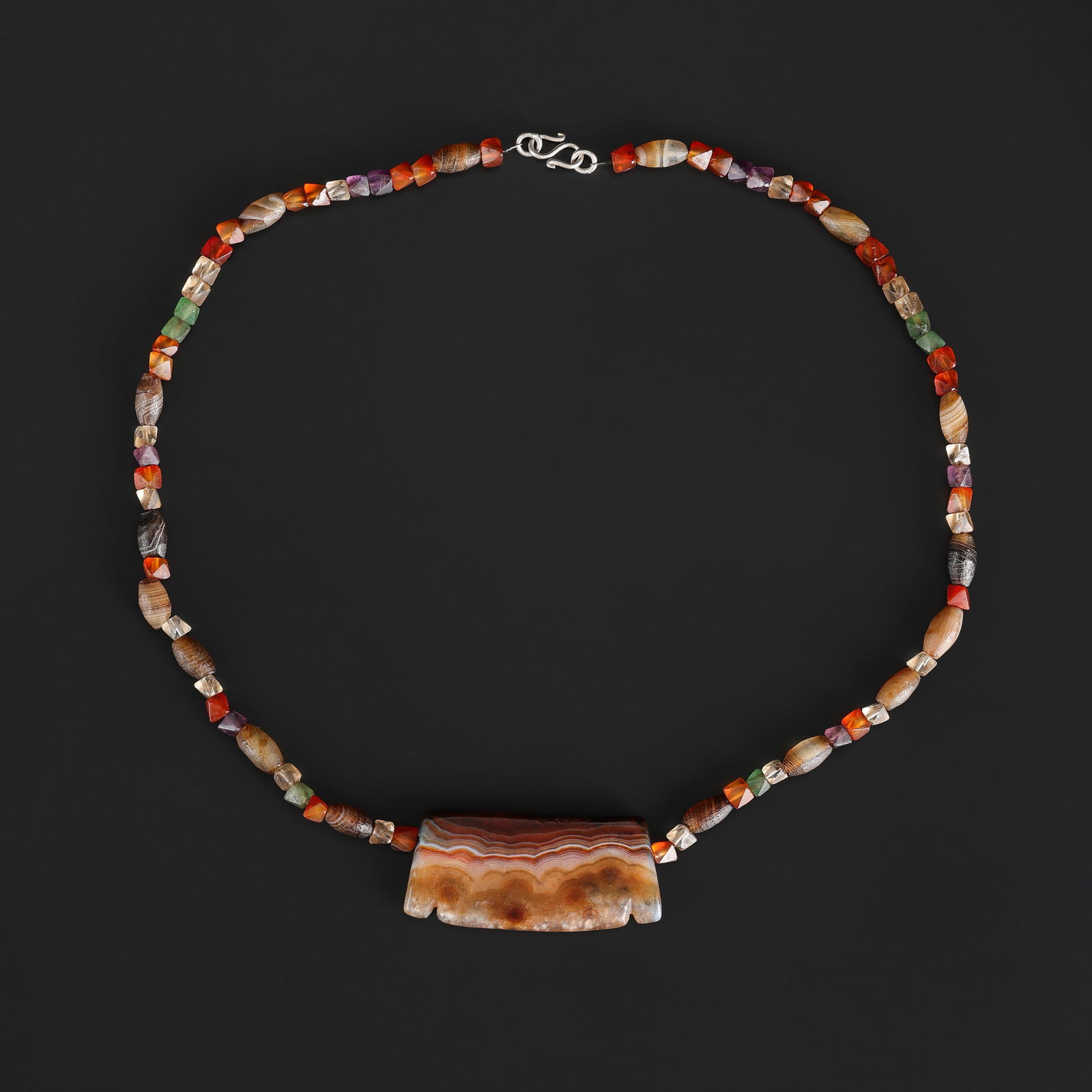 Old Ancient Indo Tibetan Banded Agate Antique Beads Necklace (1 of 4)