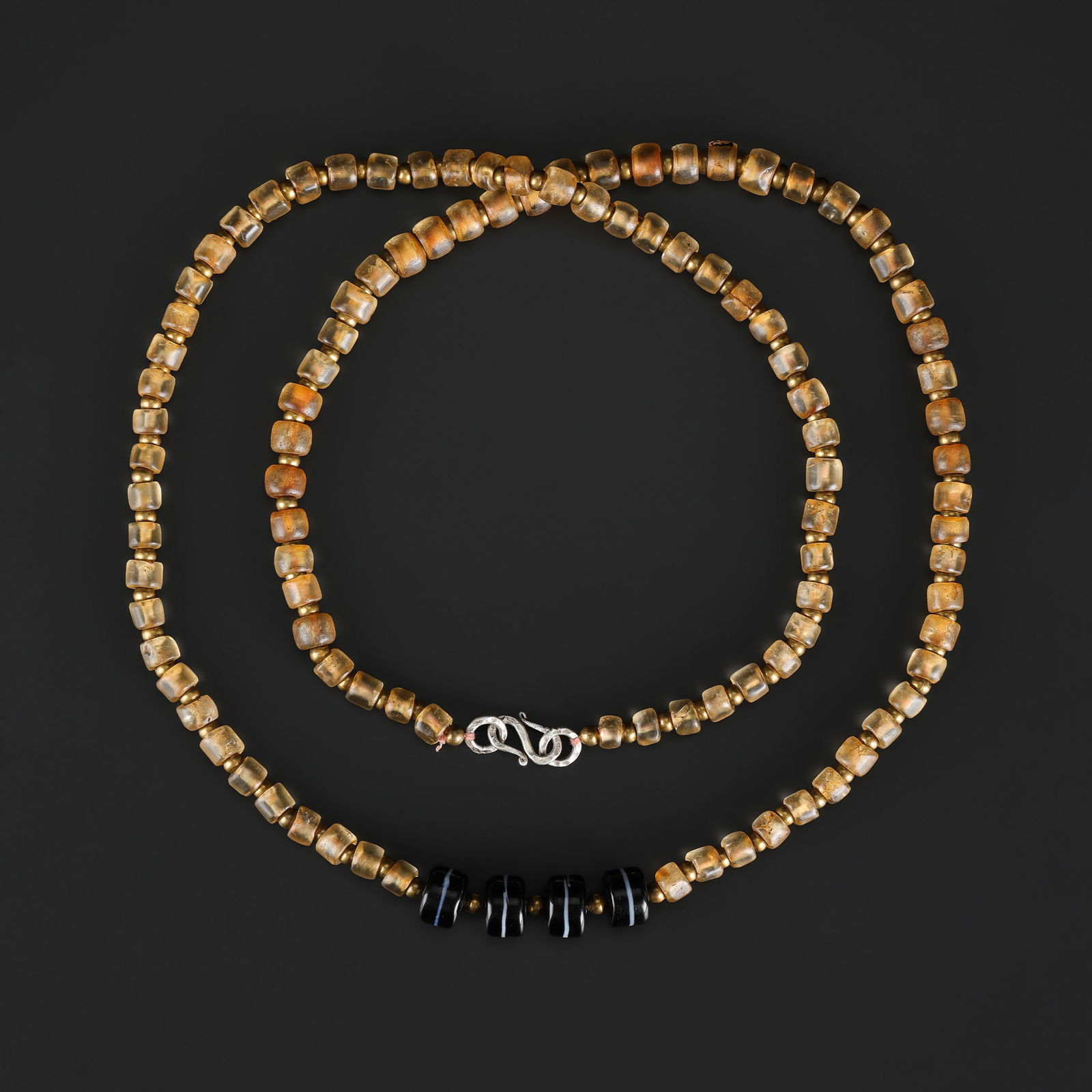 Ancient Crystals Quartz Along With Banded Agate Beads Long Necklace String (1 of 4)