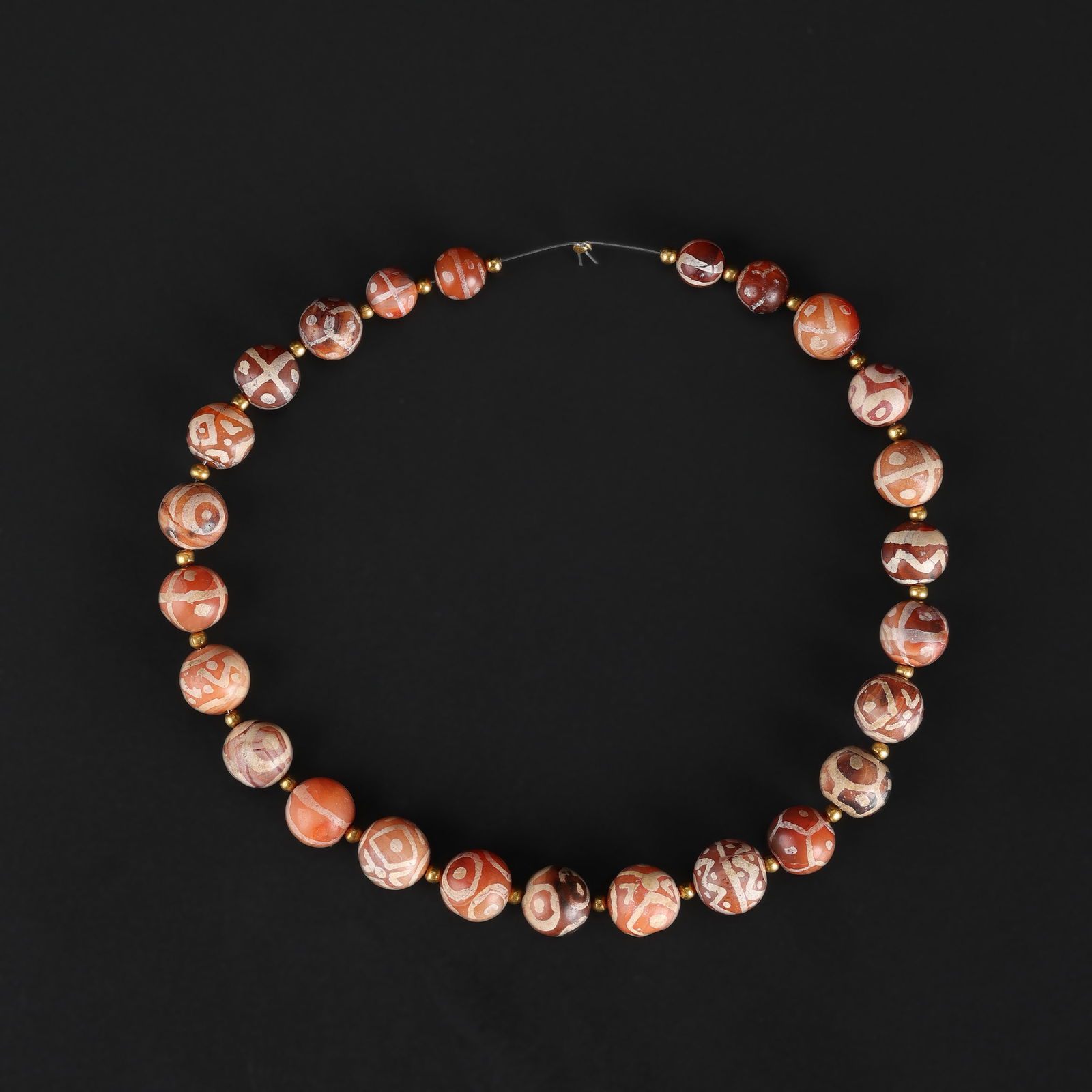 Ancient Etched Carnelian Beads Necklace (1 of 4)