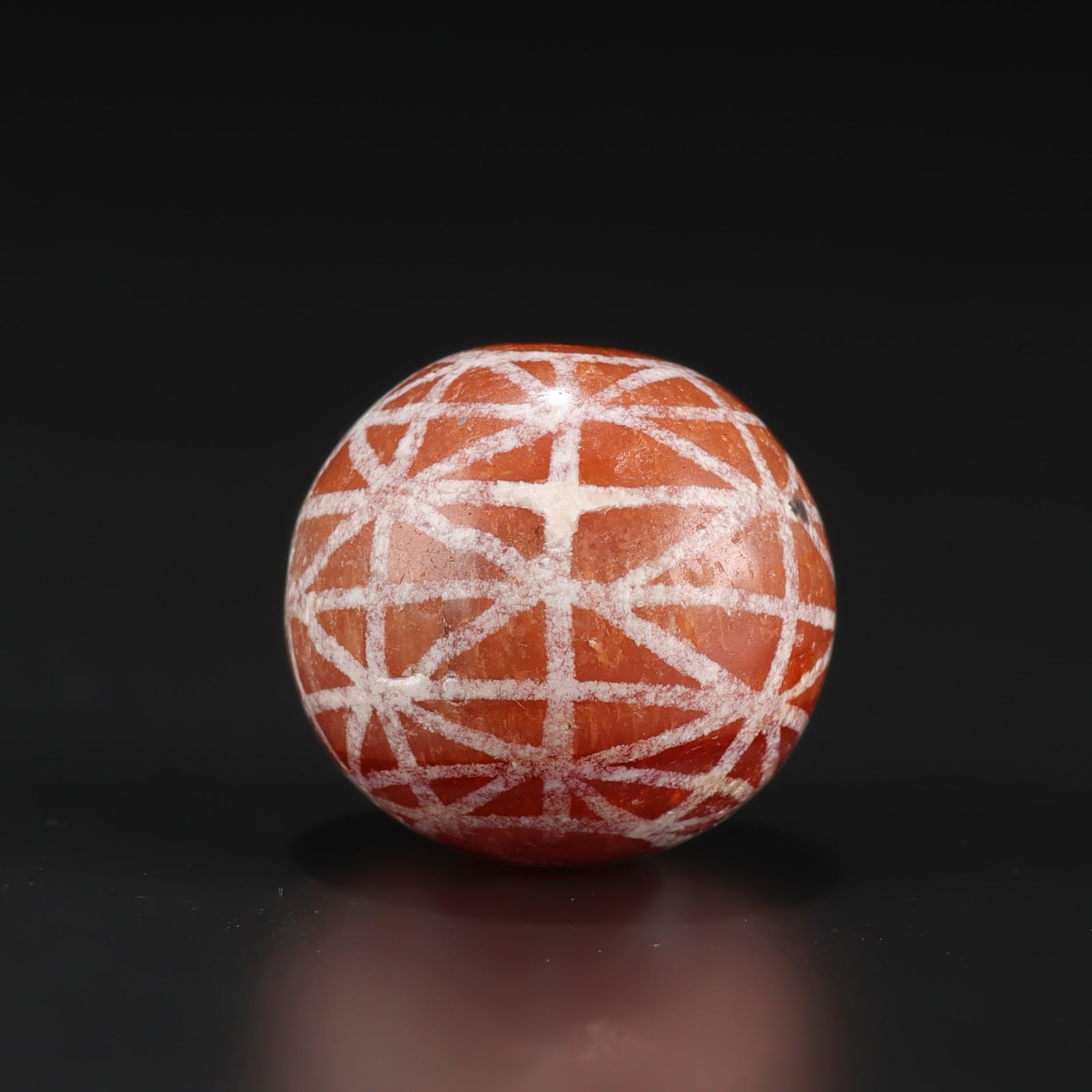 Unique Pattern Etched Carnelian Agate Himalayan Afghani Nepali Bactrian Old Bead (1 of 4)