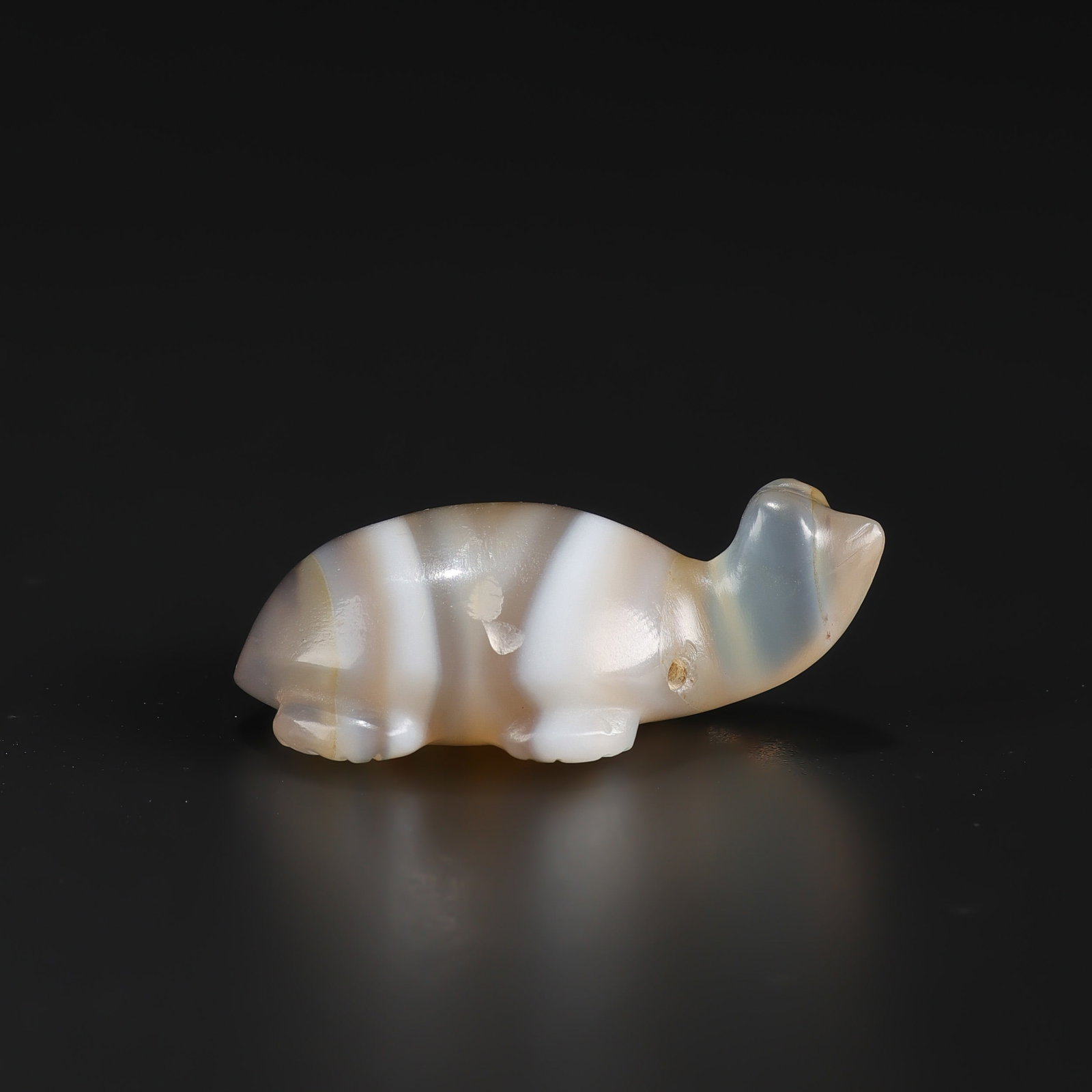 Old Antique Turtle Figure Carved In Agate Bead Pendant (1 of 5)