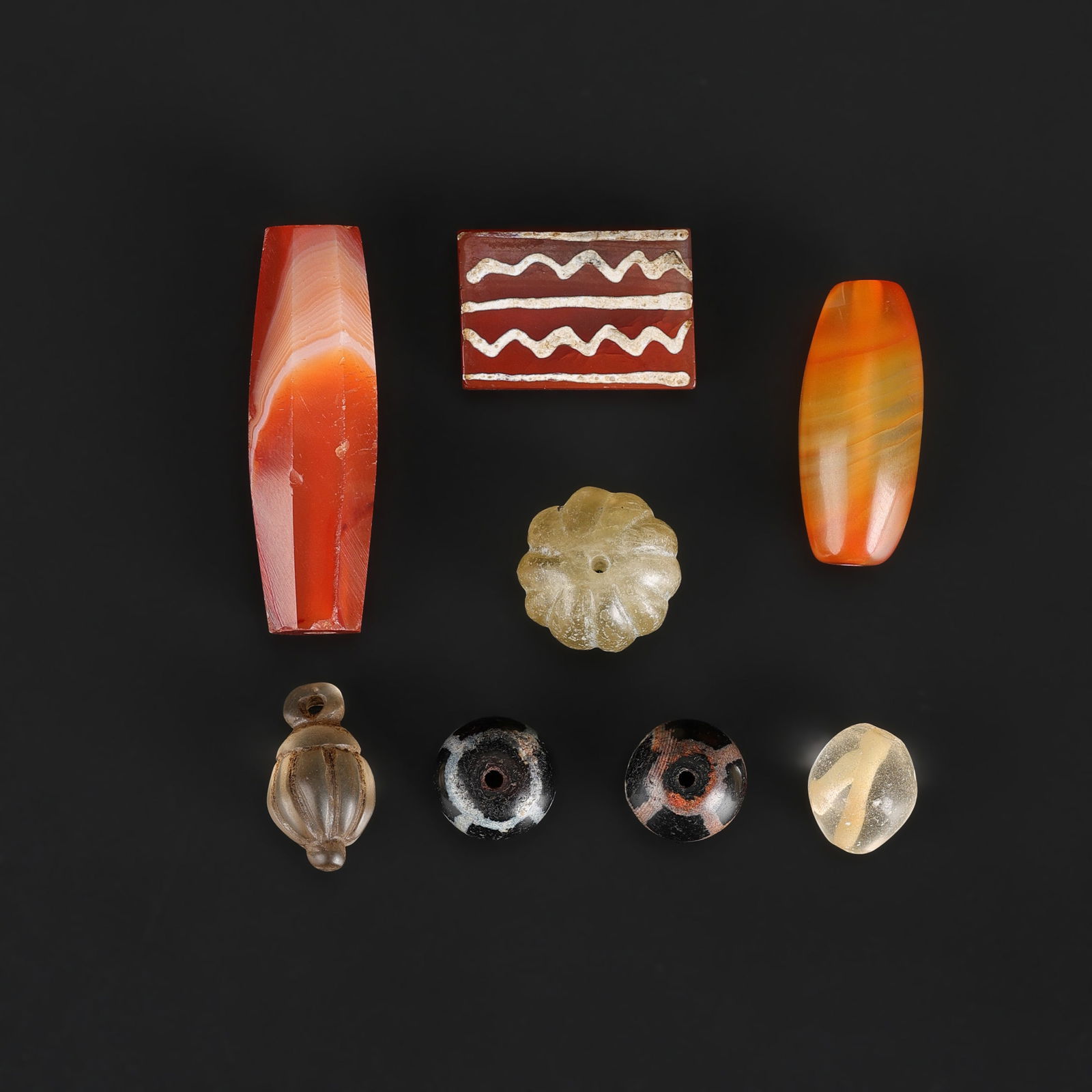 Collection of Antique Agate Stone Beads, Various Shapes and Patterns (1 of 4)